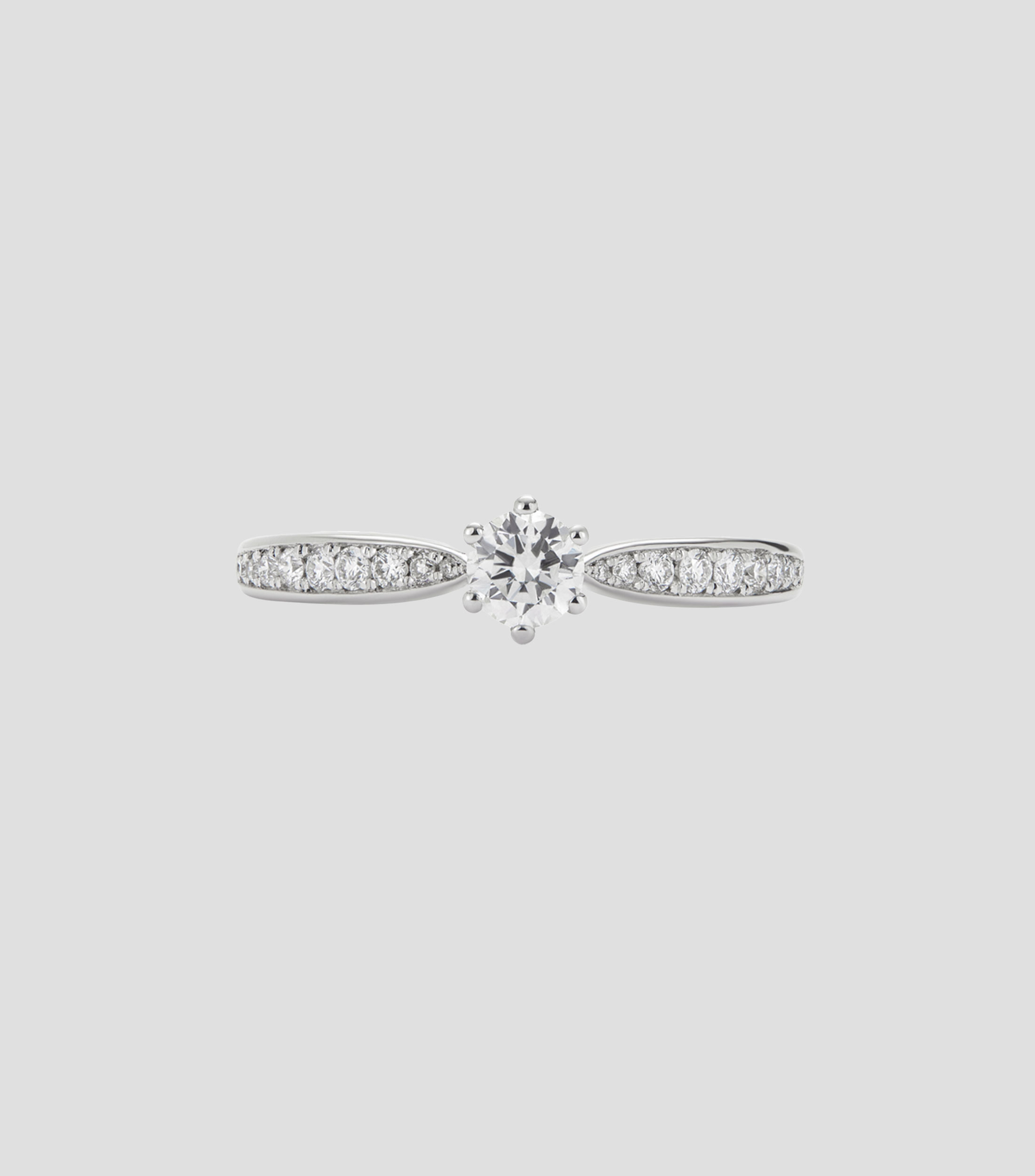 Anillo solitario en oro blanco de 18 kilates con diamantes Mujer