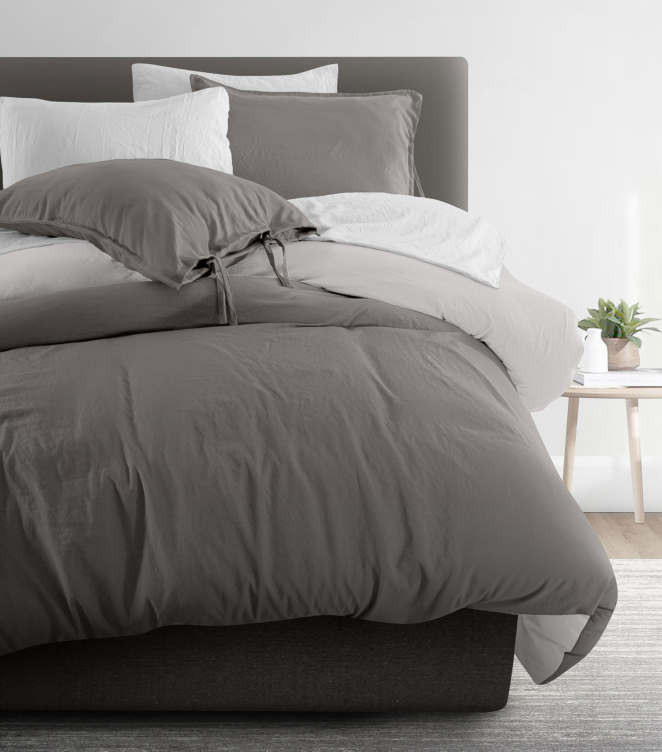 Juego de Funda para Duvet Queen Size Linette Gris cemento