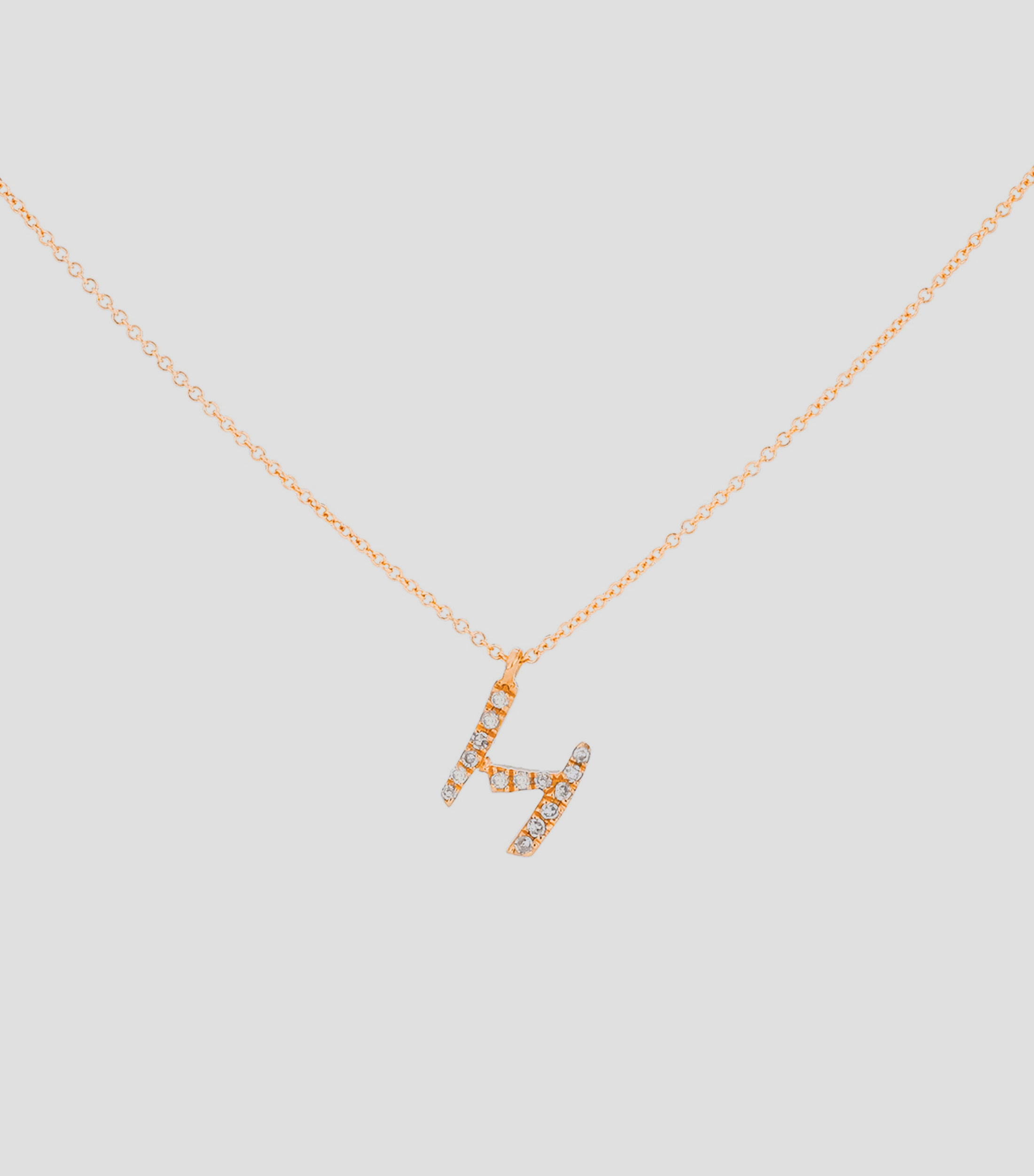 Dije Letra "H" en Oro rosa de 14 kilates Iniciales con diamantes Mujer