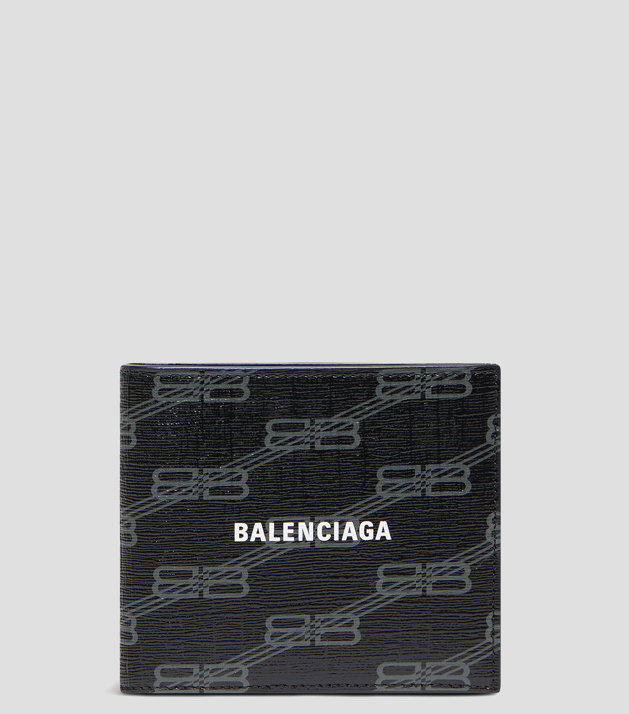Cartera bifold negro con gris Signature estampado Hombre
