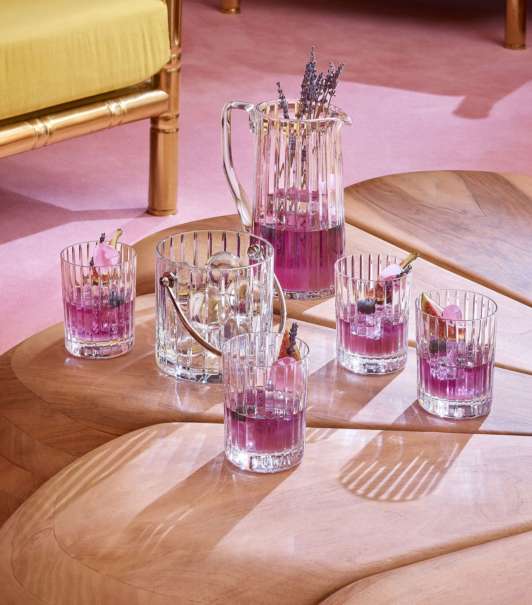 Set 4 Vasos con Hielera de Cristal