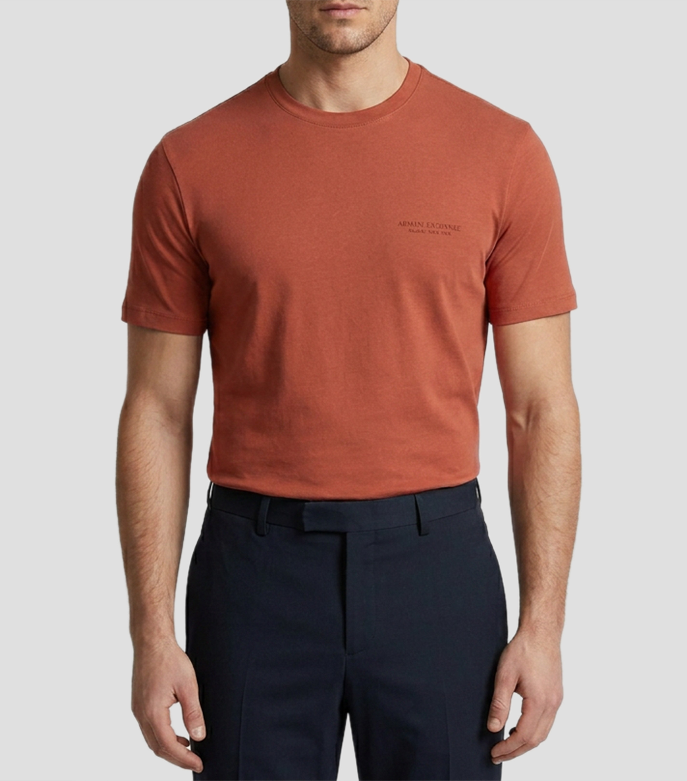 Playera de cuello redondo con manga corta lisa Hombre