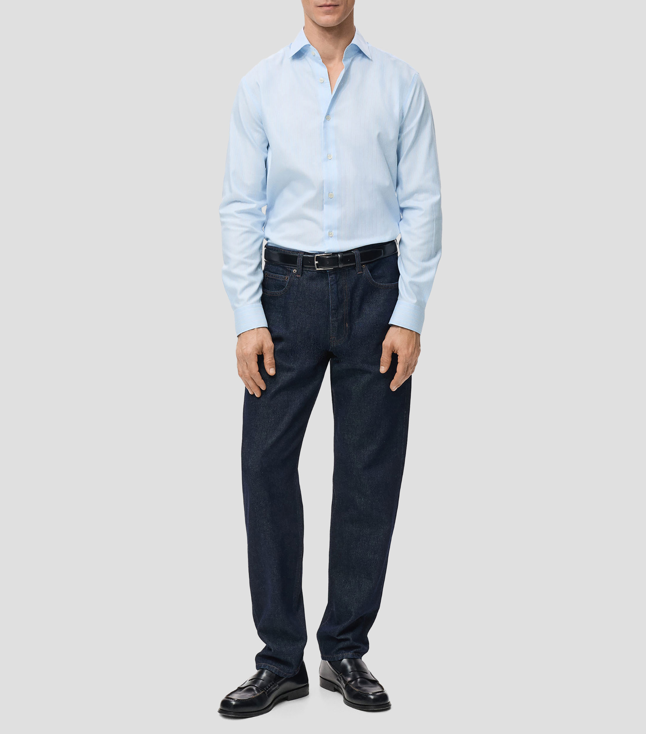 Camisa líneas manga larga Hombre
