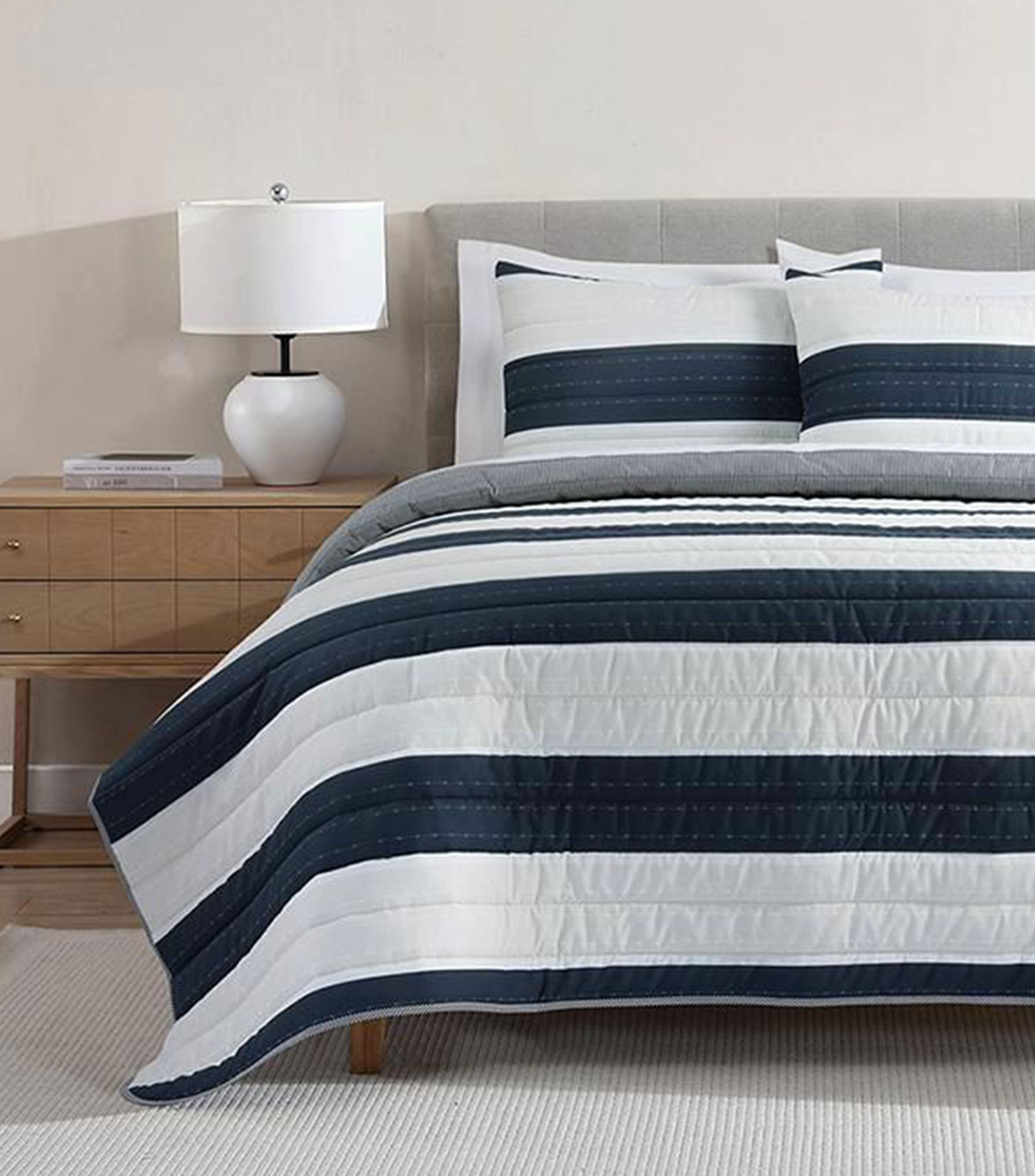 Juego de colcha King Size de algodón azul