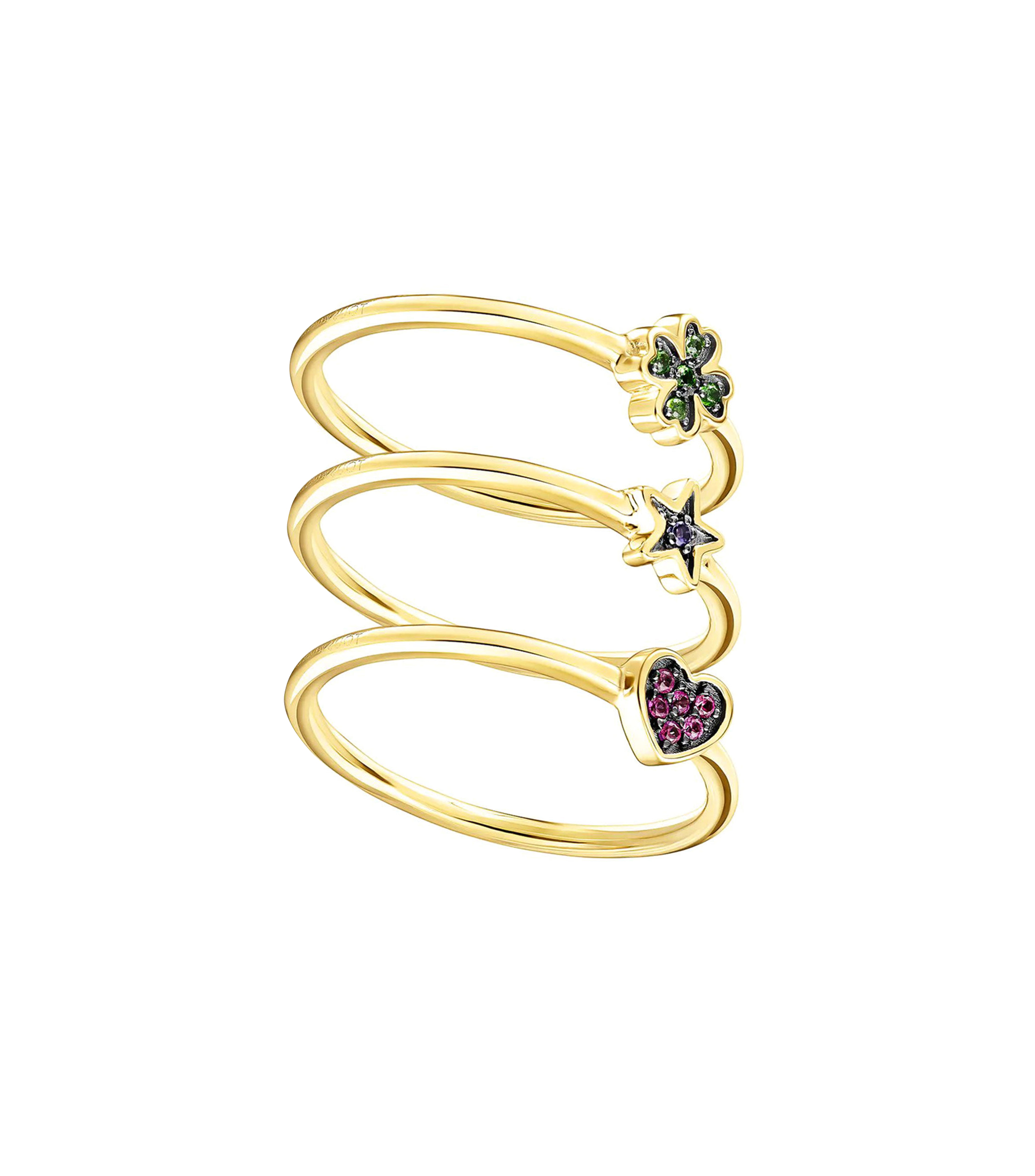 Set de 3 Anillos en plata Teddy Bear Stars Mujer Talla: 7