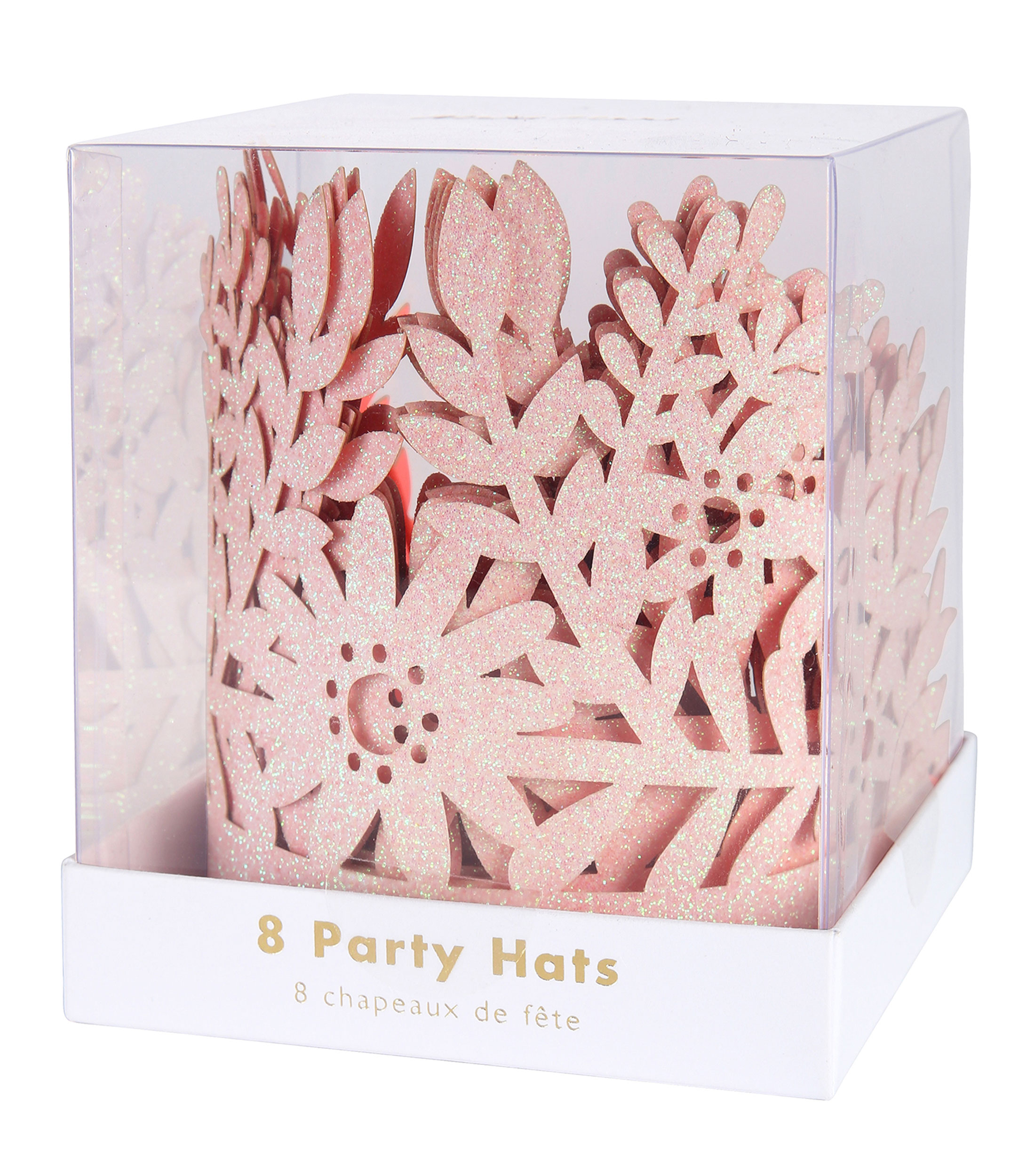 Set 8 Sombreros para fiesta Coronas Pink Glitter