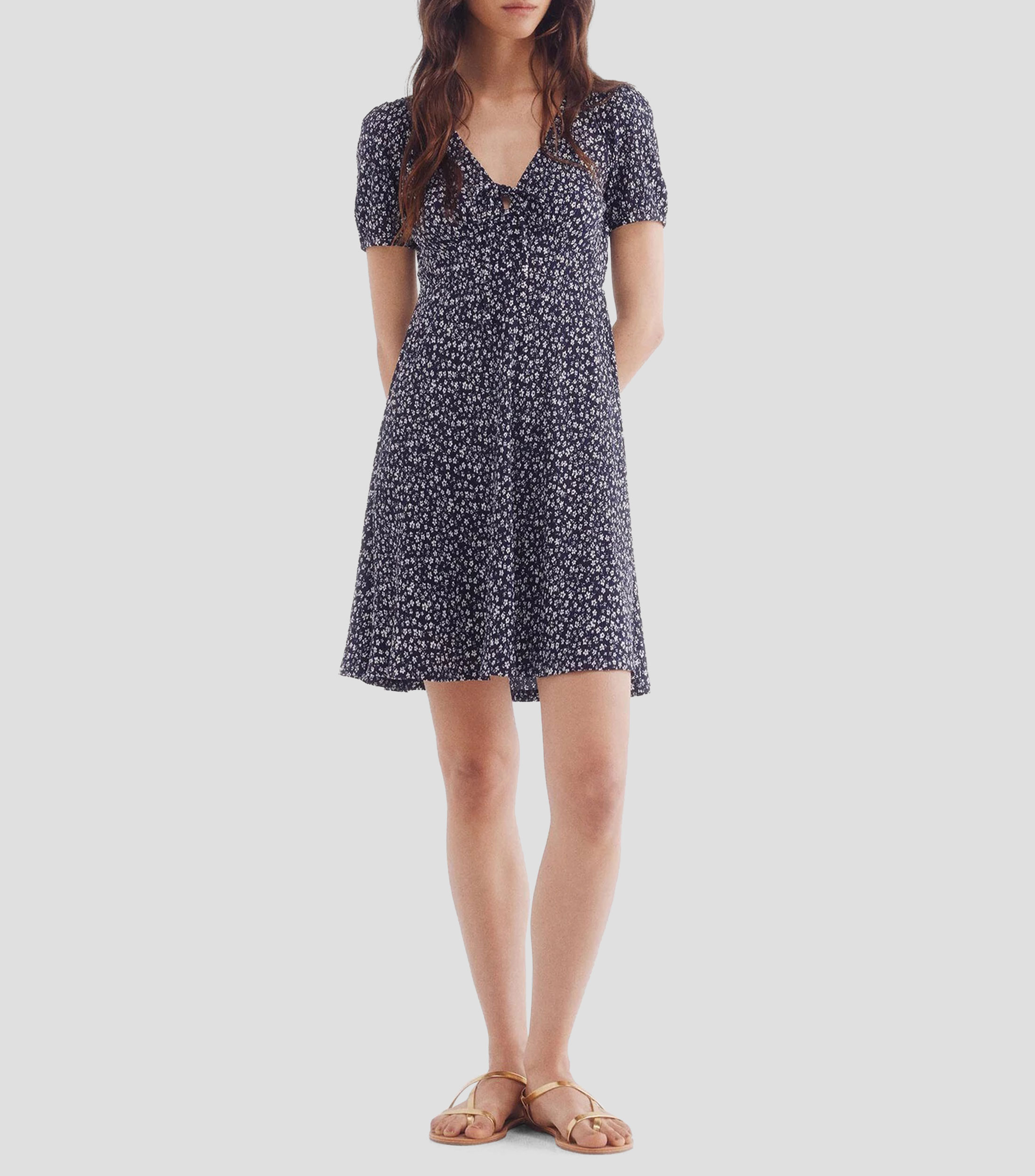 Vestido midi con estampado floral Mujer