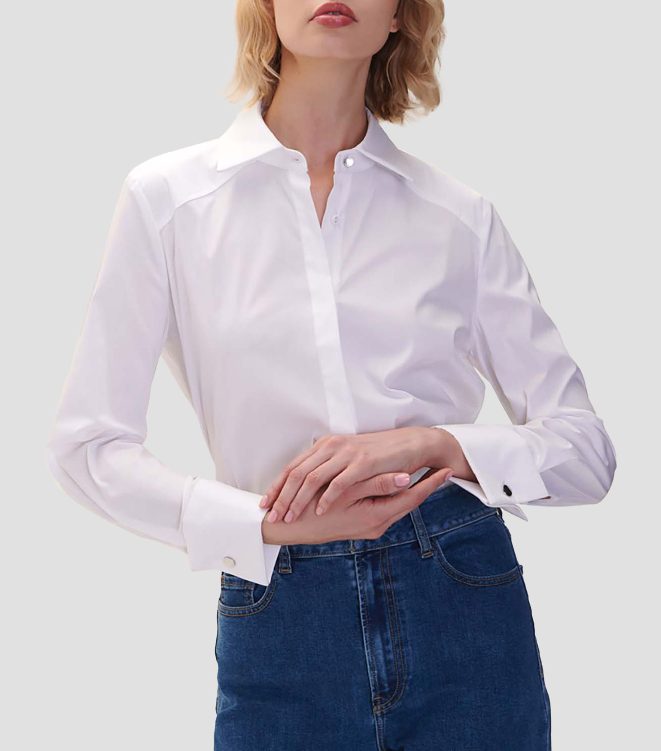 Camisa lisa manga larga Mujer