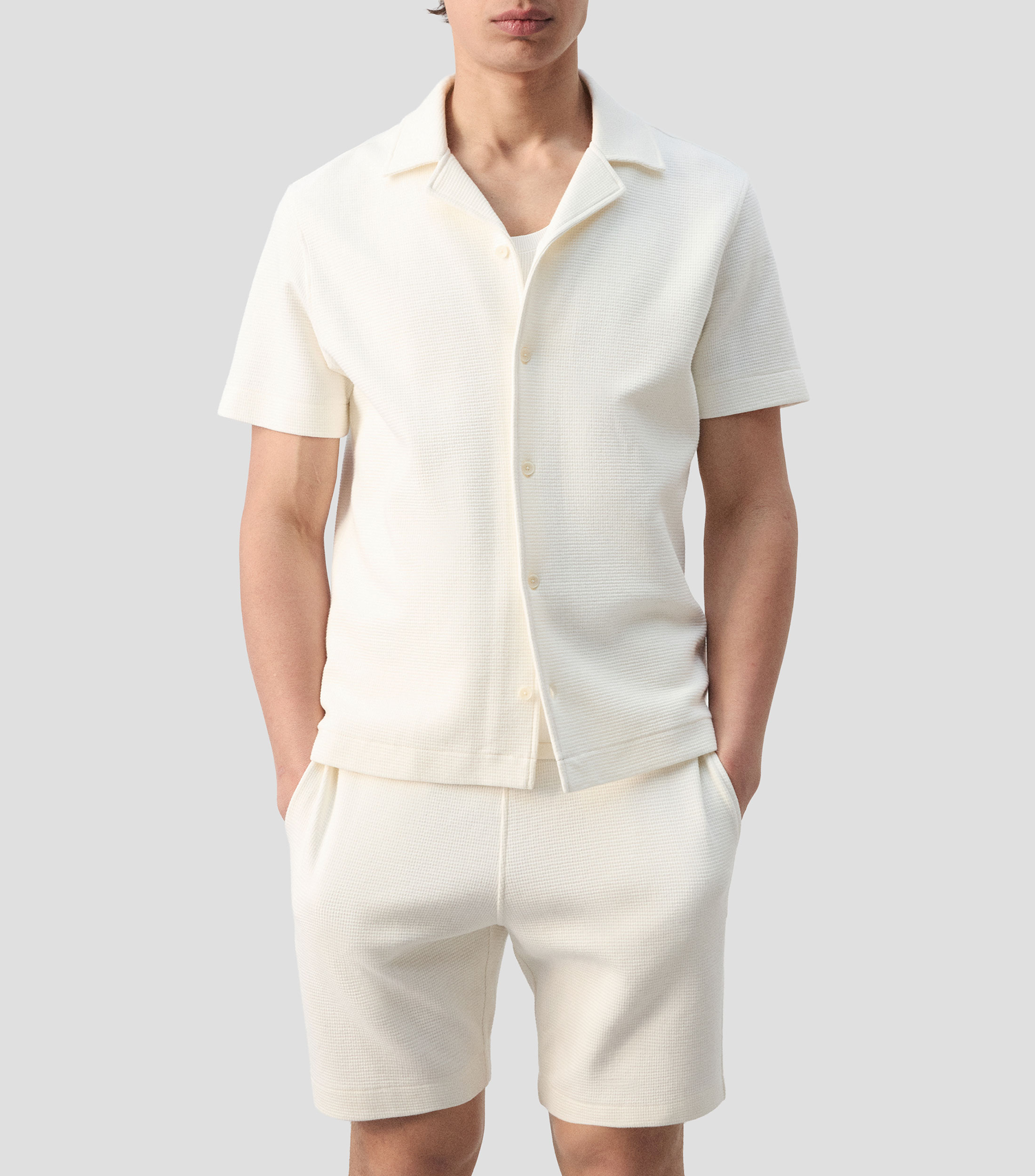 Camisa lisa manga corta Hombre