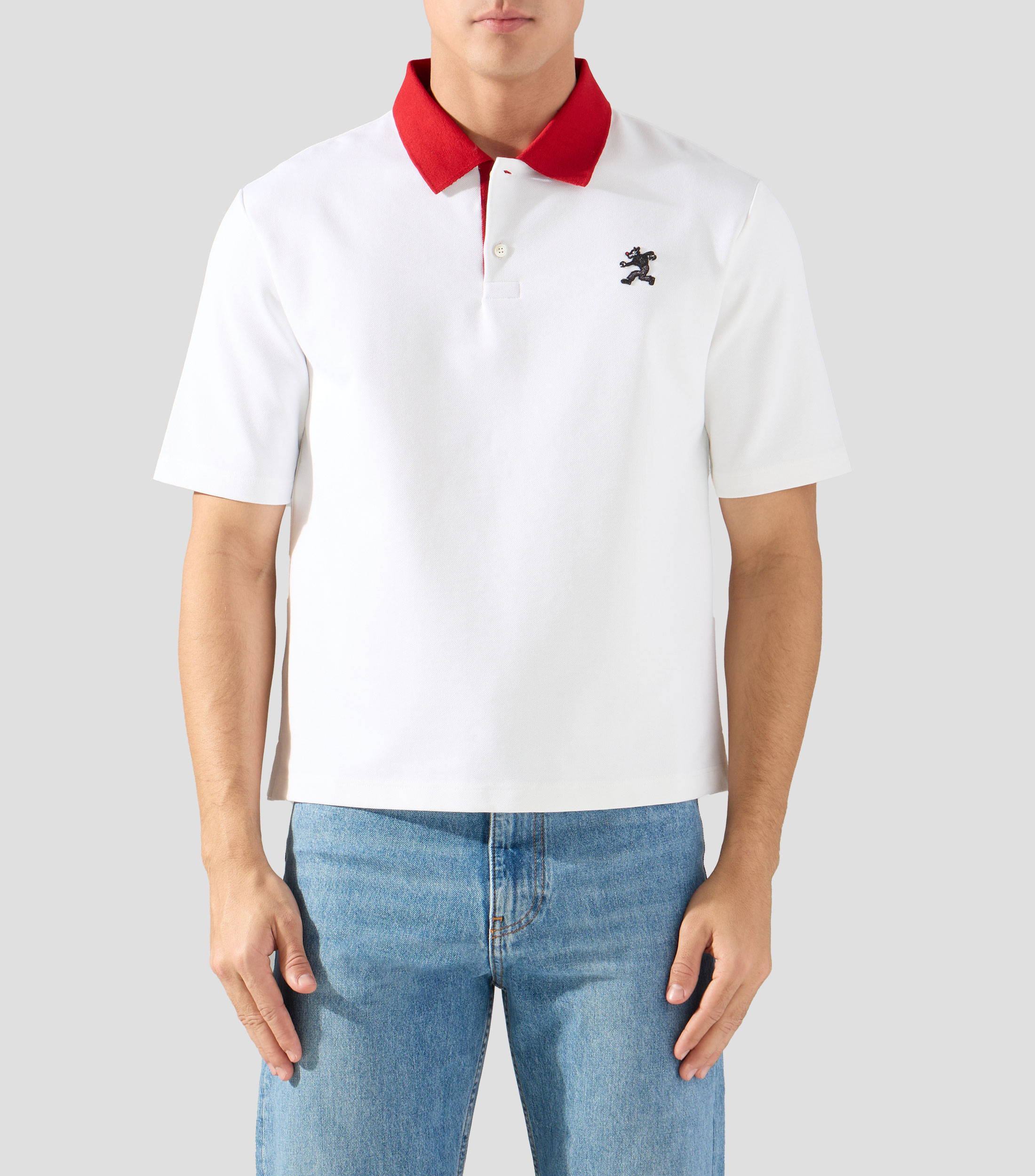 Playera tipo polo con manga corta lisa Hombre