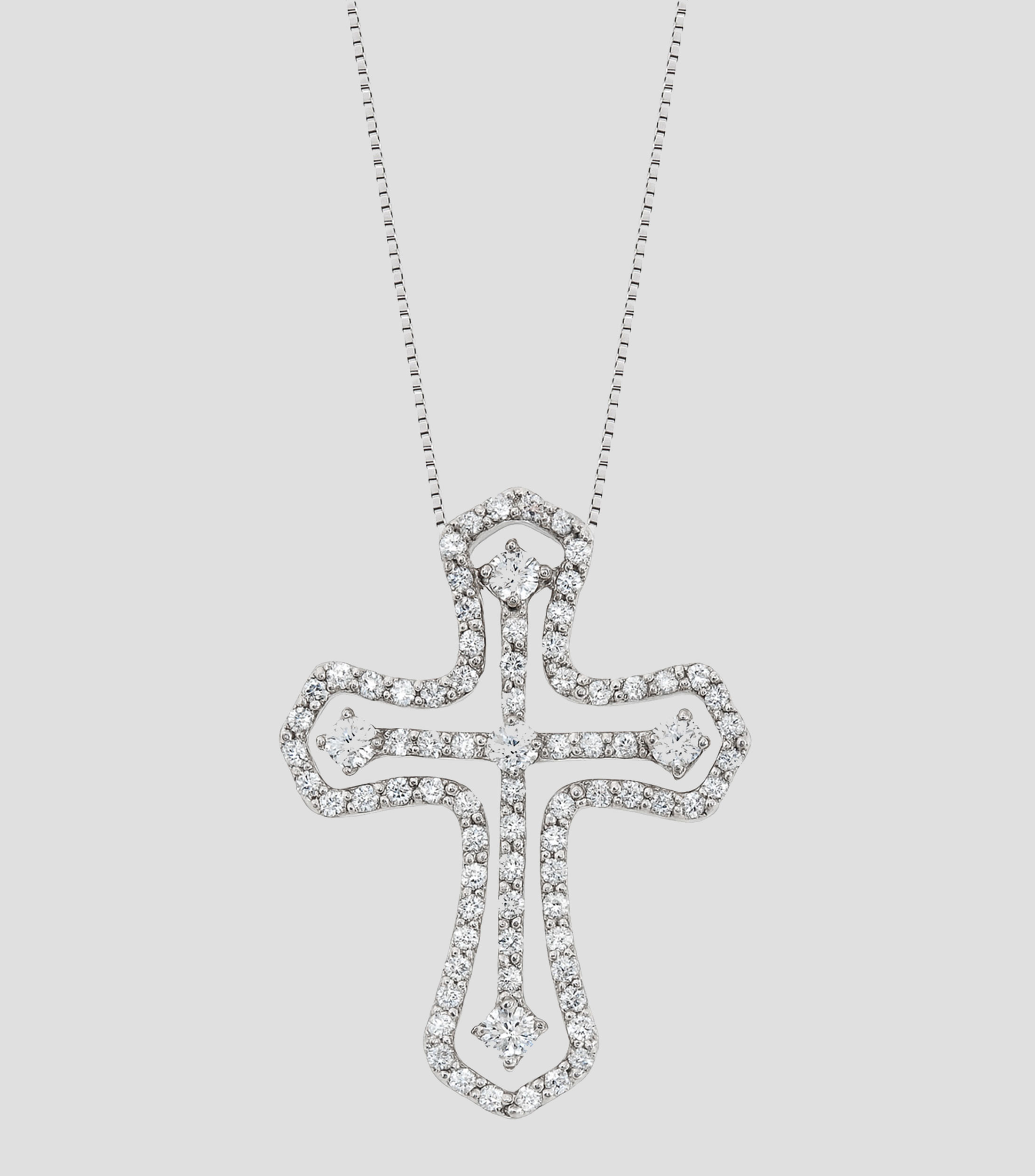 Dije Cruz en oro blanco 14 Kilates con diamantes Mujer