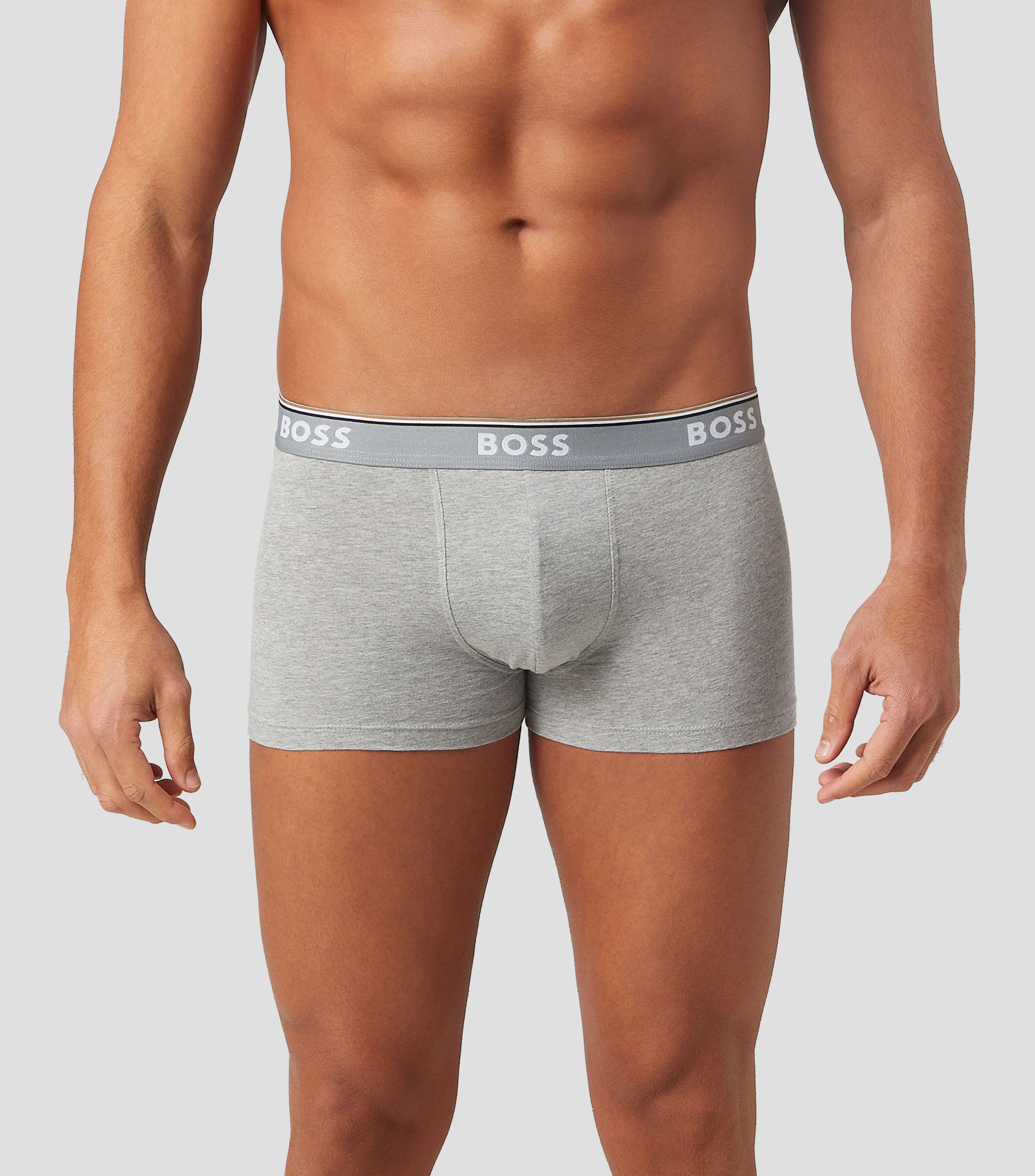 Paquete de tres bóxers Boss en algodón elástico con logo en la cintura Hombre
