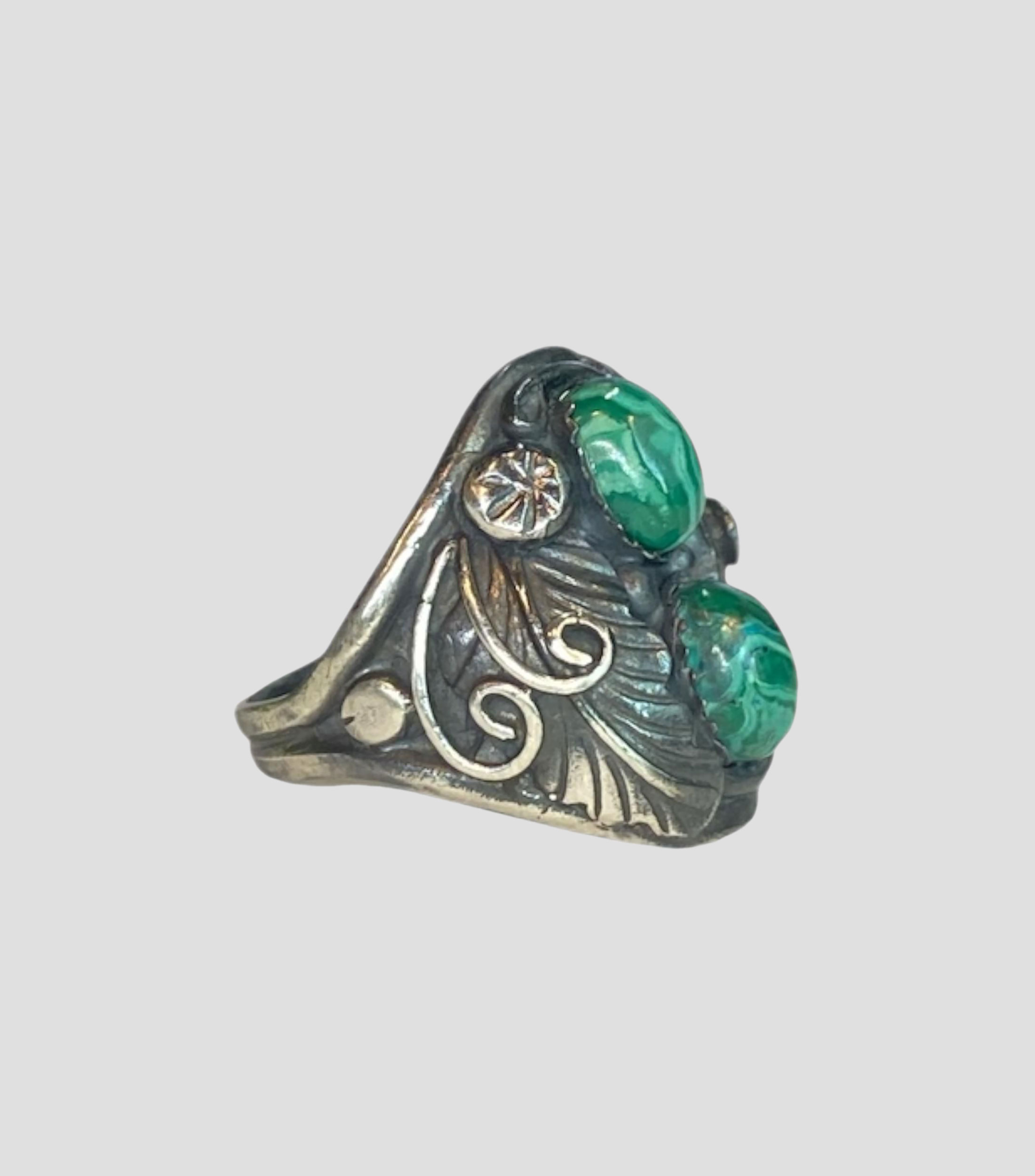 Anillo en plata .925 Native Spirit con Malaquita Hombre