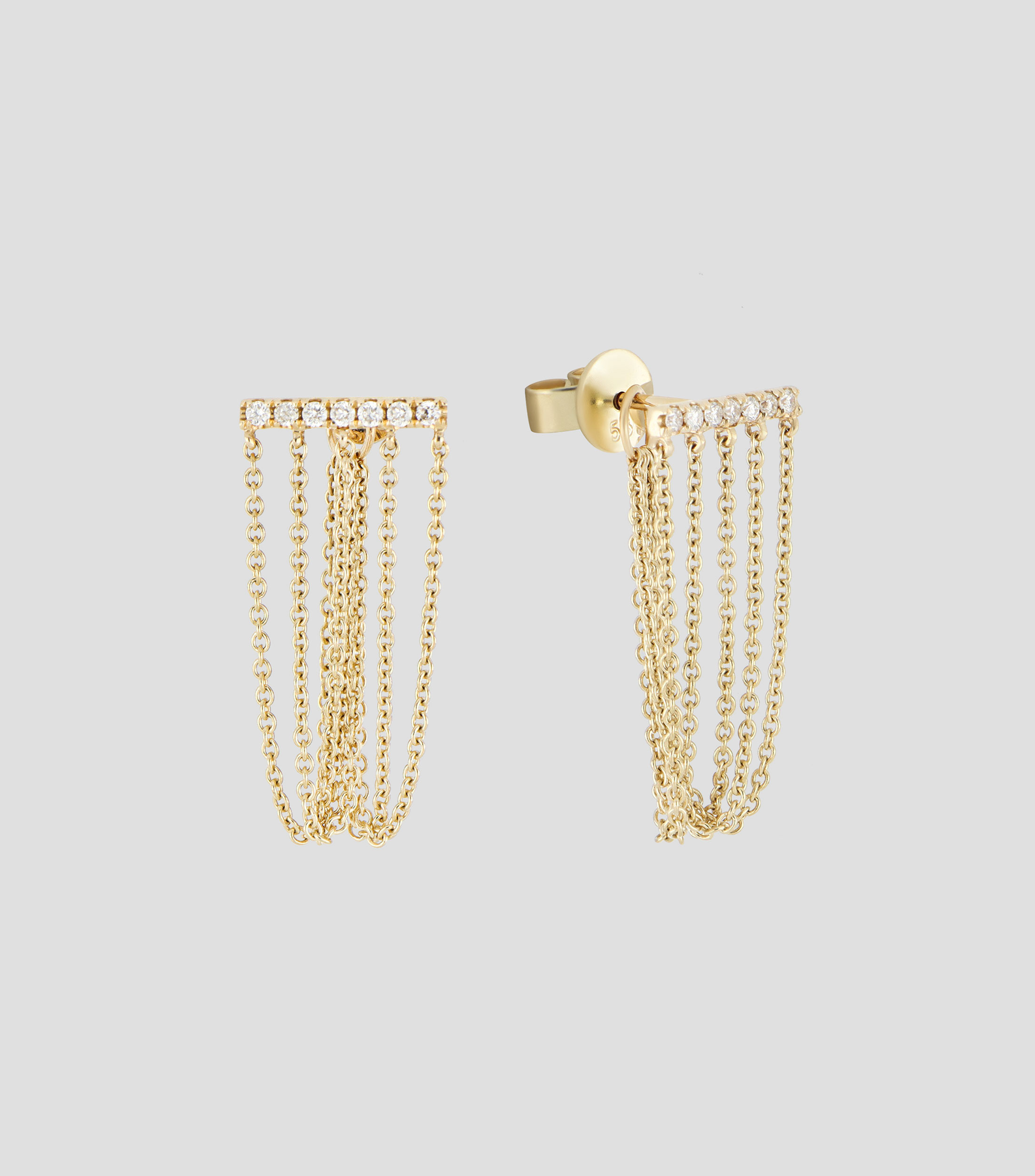 Aretes en oro amarillo de 14 kilates con diamantes Mujer