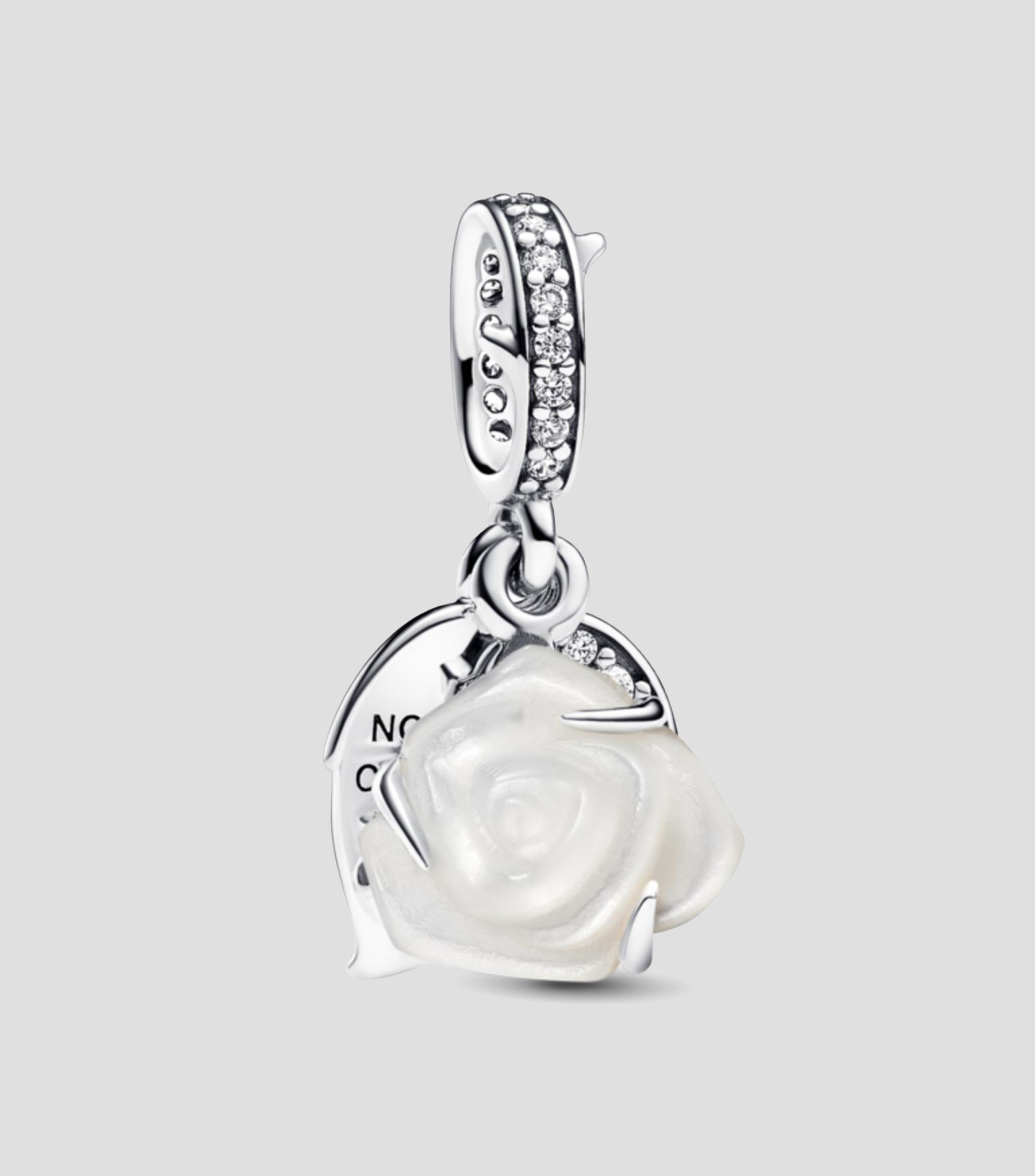 Charm en plata .925 Doble Rosa Blanca Floreciendo Mujer