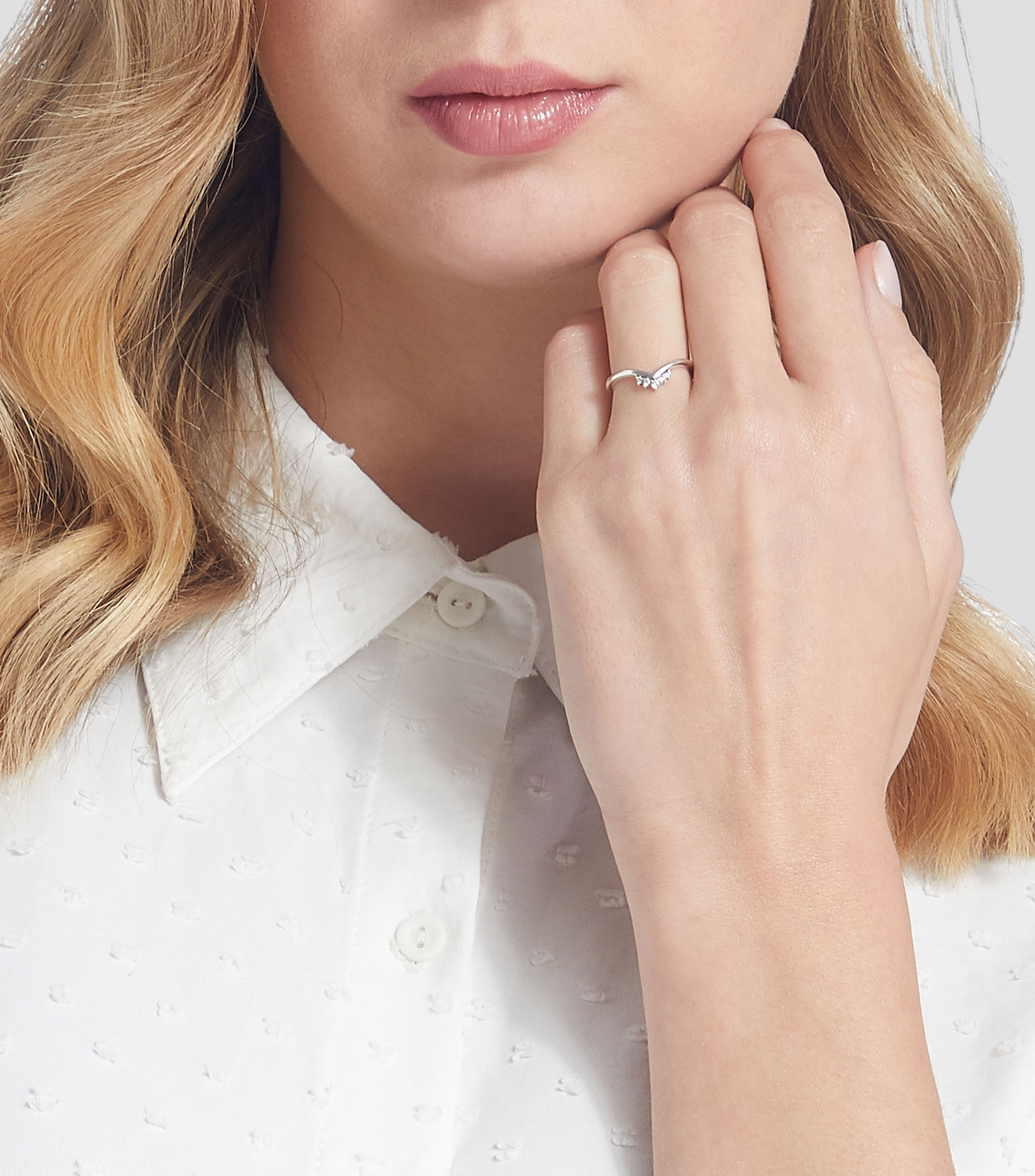 Anillo en plata .925 Hueso de los deseos con Tiara Mujer Talla: 56
