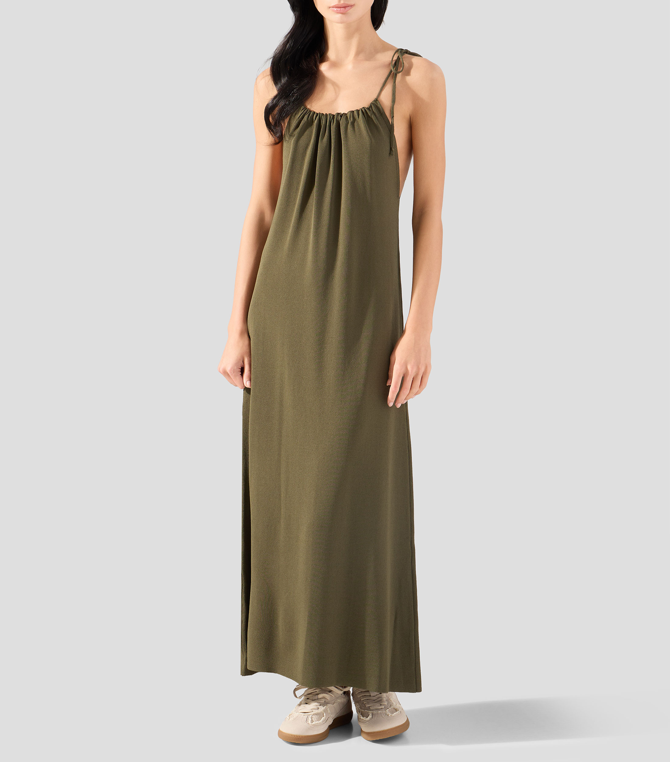 Vestido midi liso Mujer