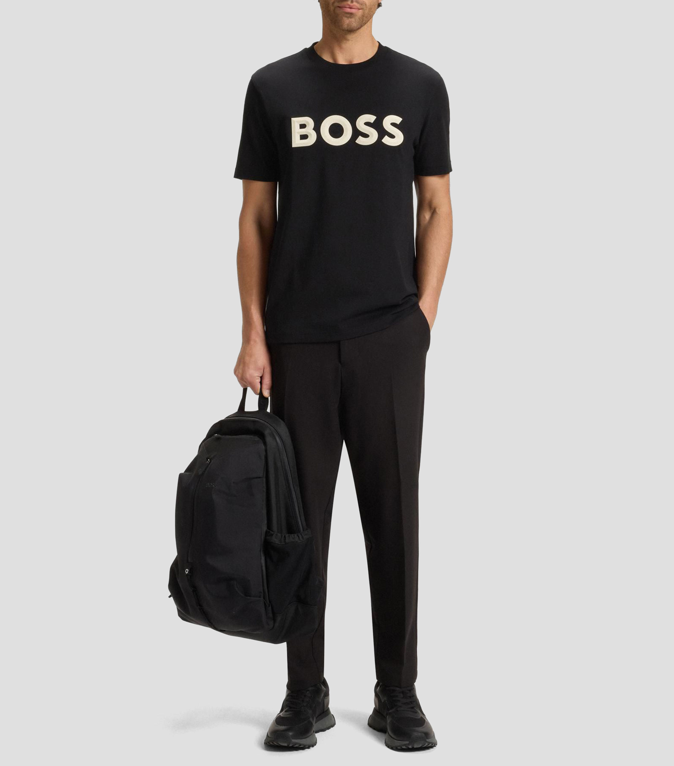 Playera de punto de algodón con logo en 3D Hombre