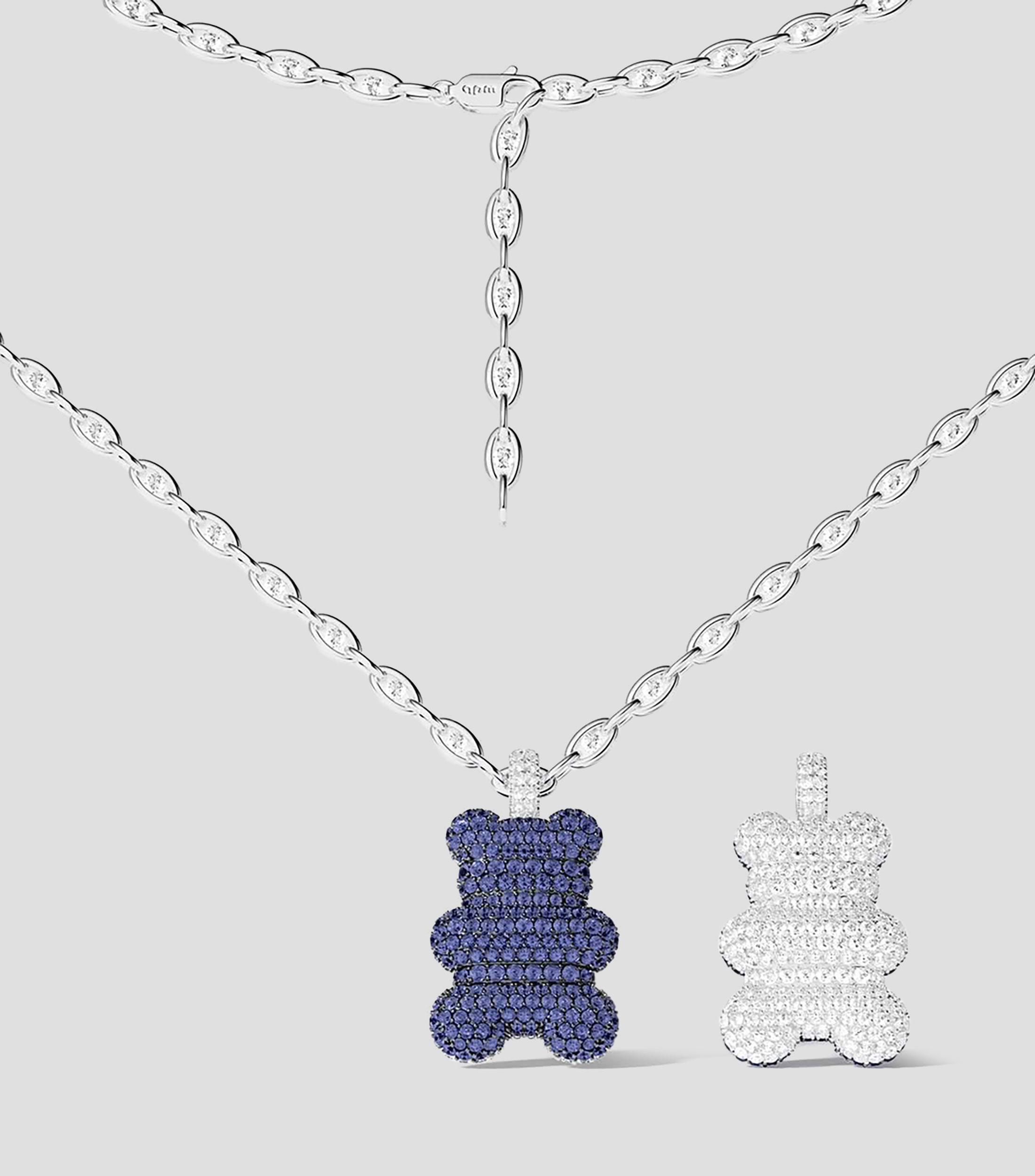 Collar ajustable en plata con osito Yummy con circonitas Mujer