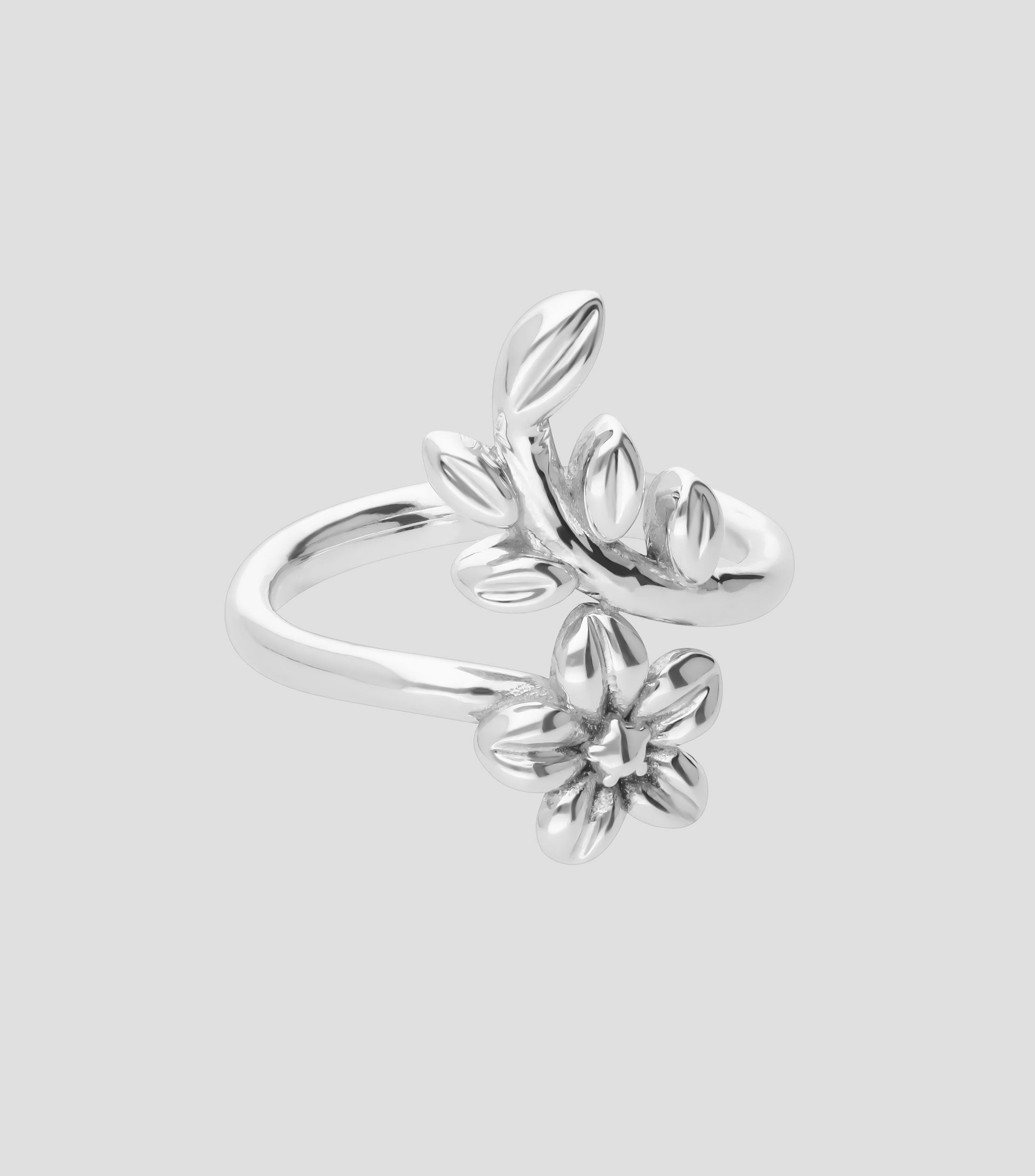 Anillo en Plata .925 Cruzado con flor Mujer