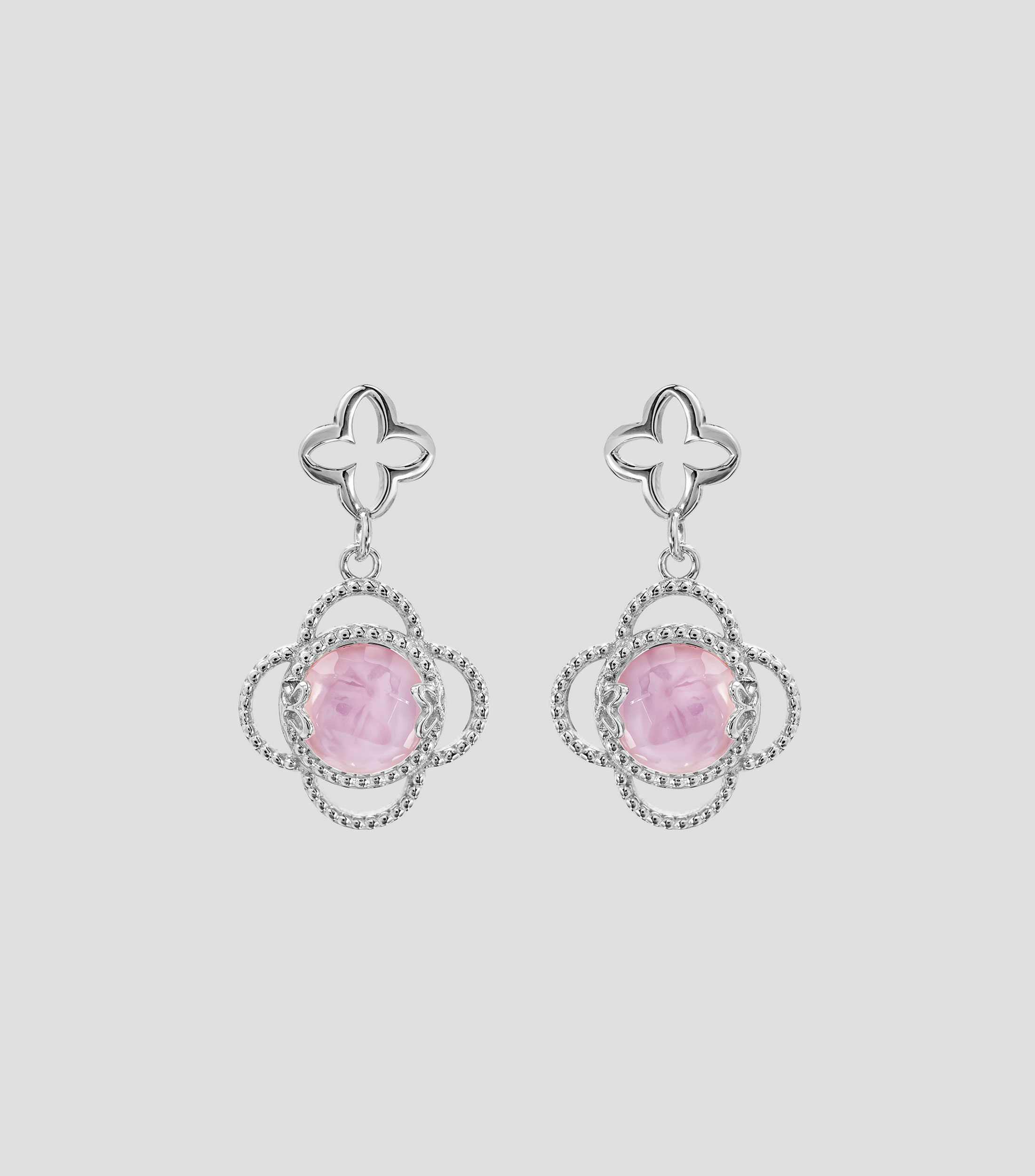 Aretes en plata .925 con Cristal Rose Mop Mujer