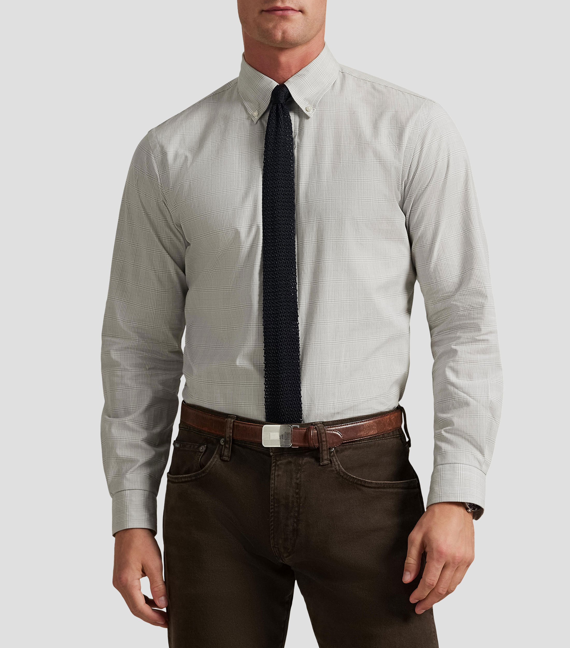 Camisa con cuadros manga larga Hombre