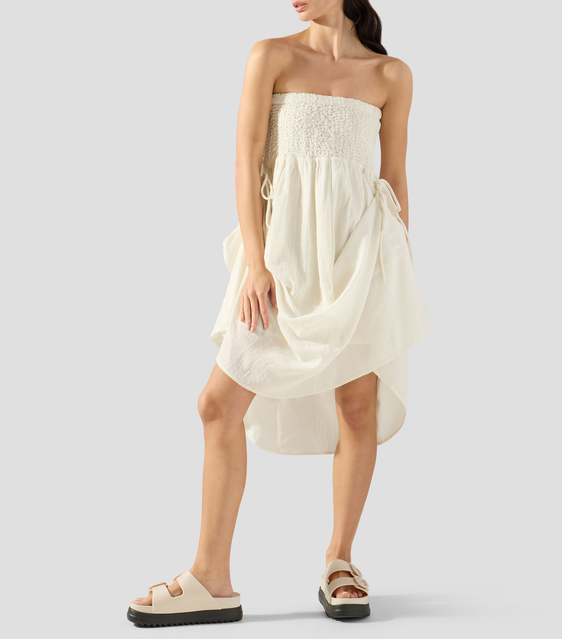 Vestido midi liso Mujer
