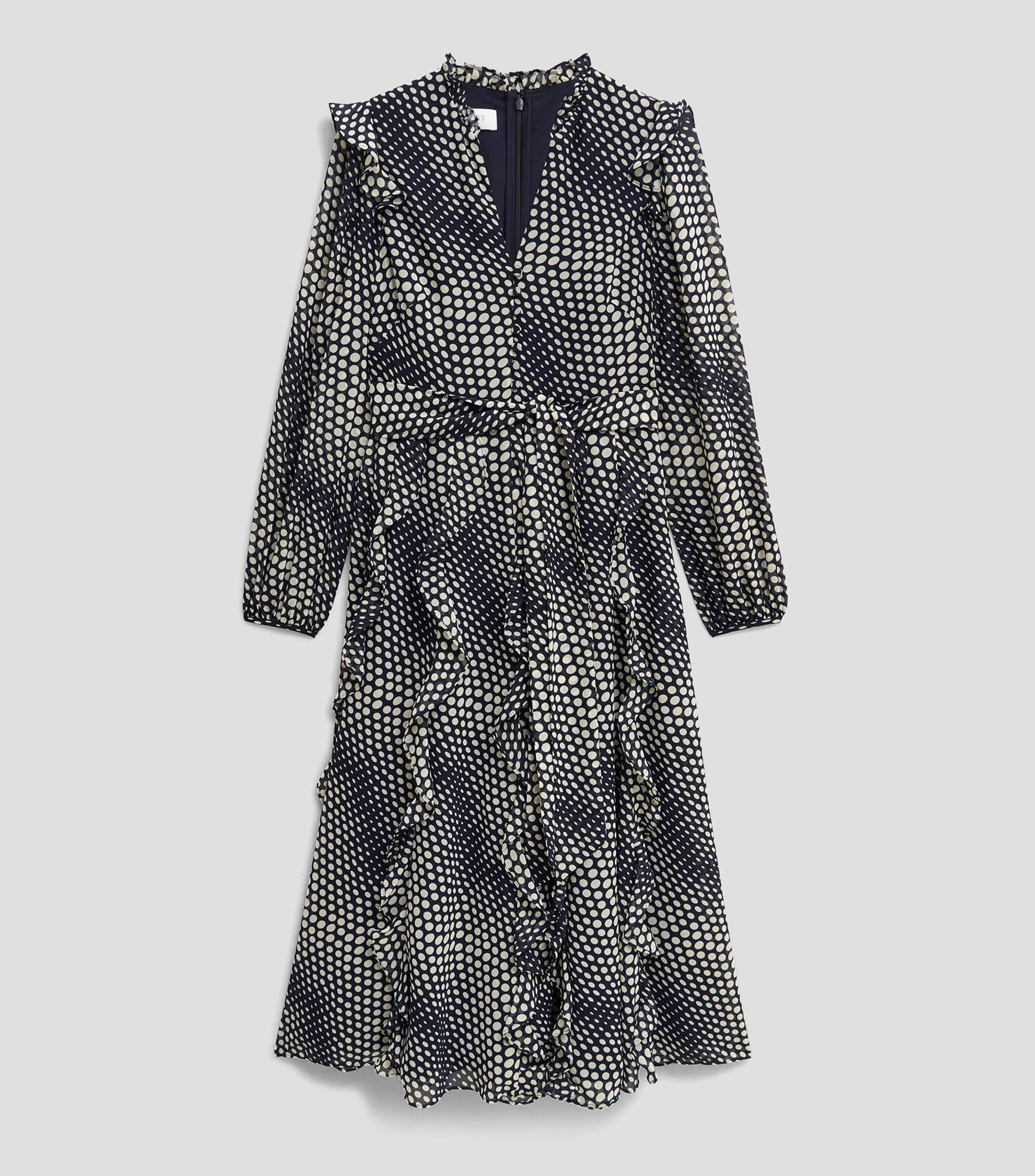 Vestido midi estampado manga larga Mujer