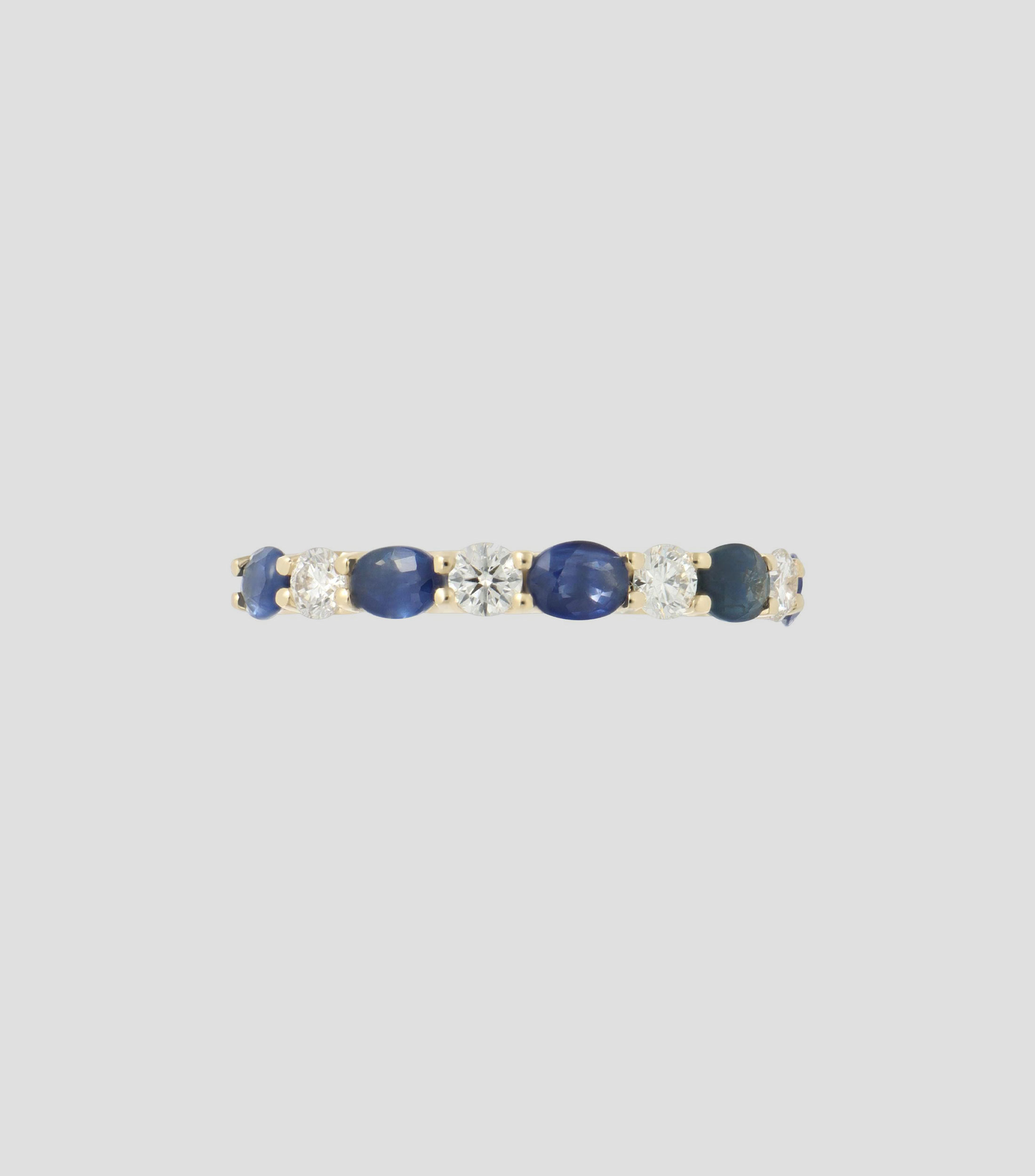 Anillo en oro amarillo 14 Kts con Zafiros y Diamantes Mujer
