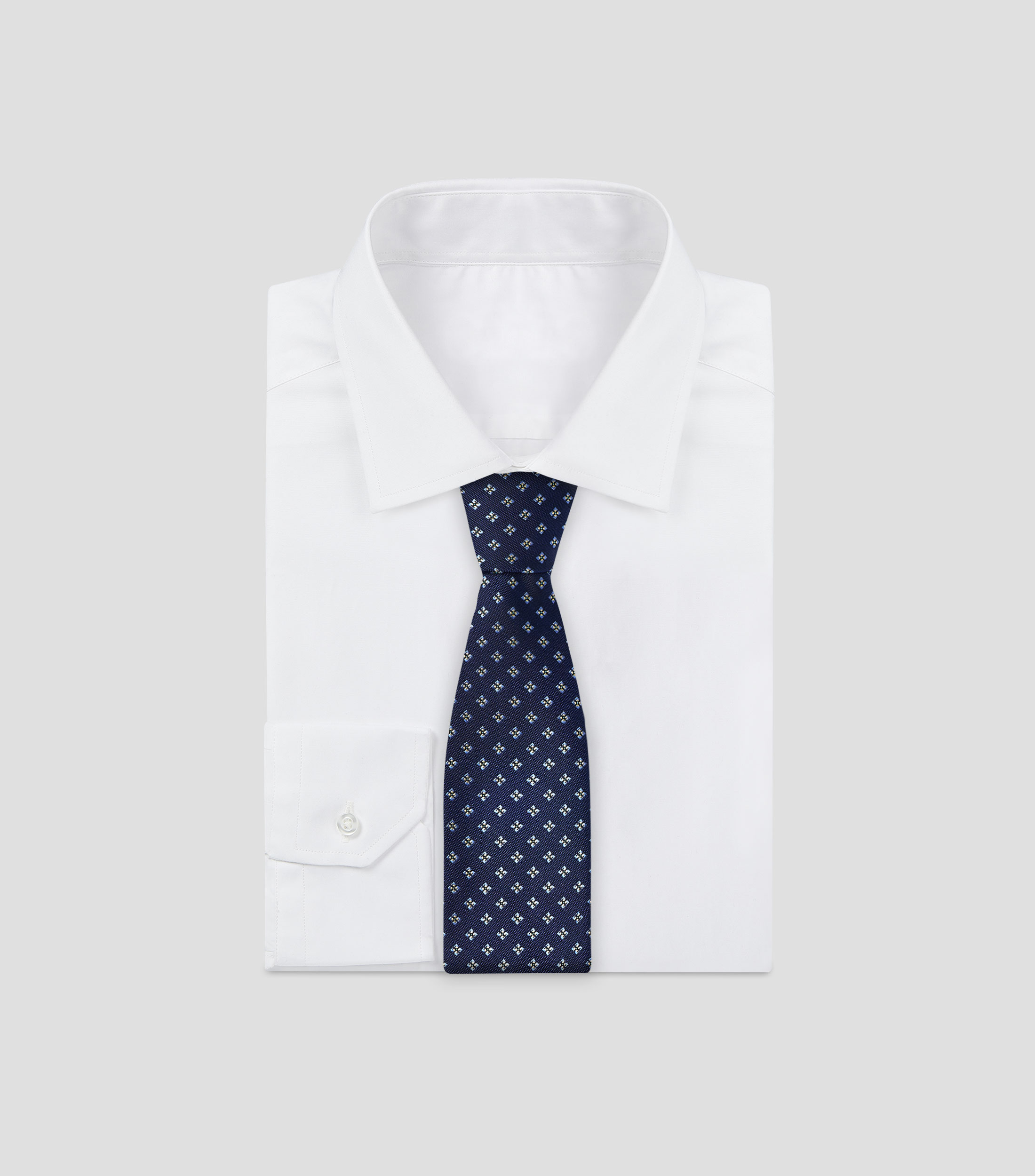 Corbata ancha azul estampada