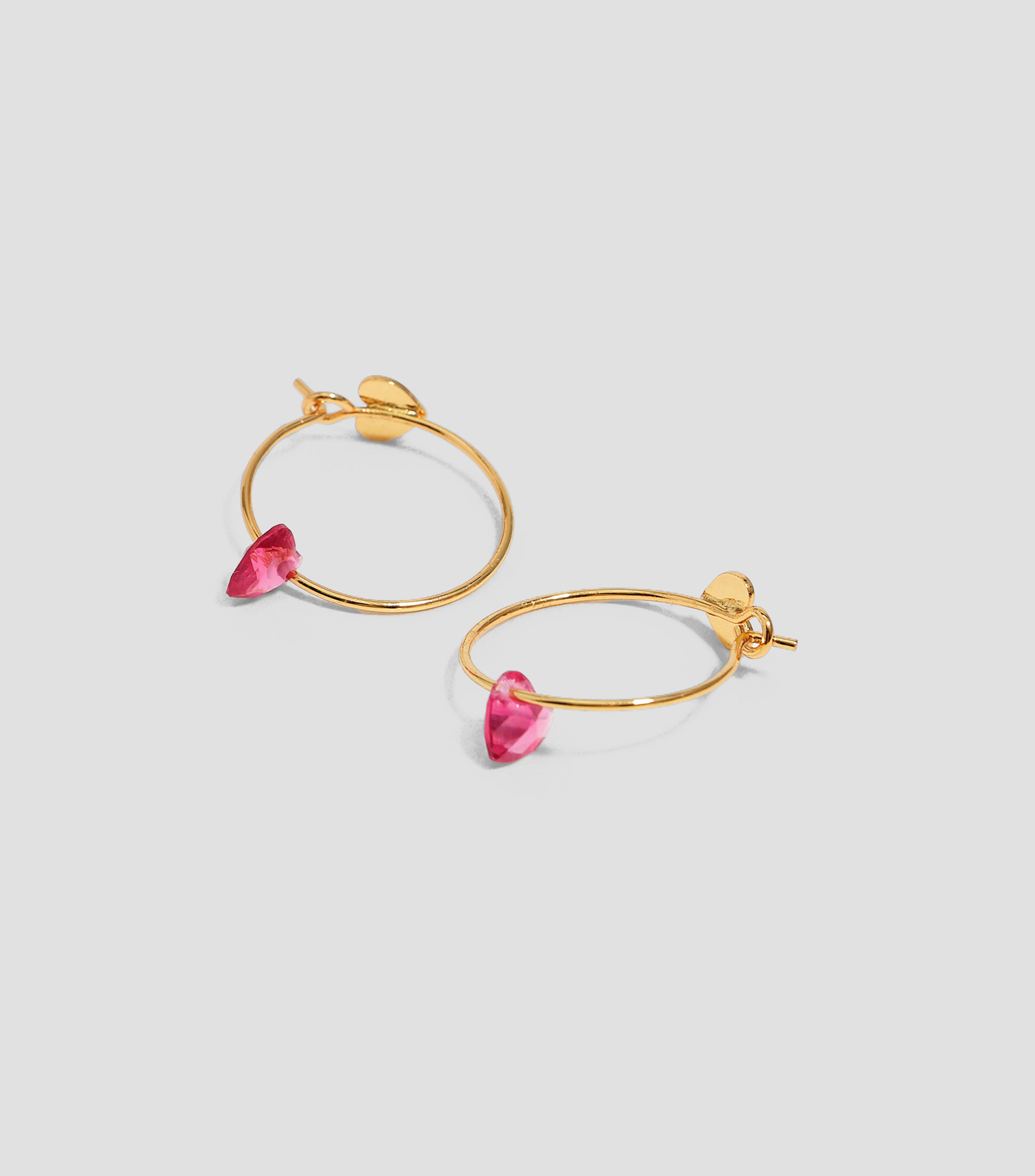 Aretes de Aro con Corazon de Cristal Mujer