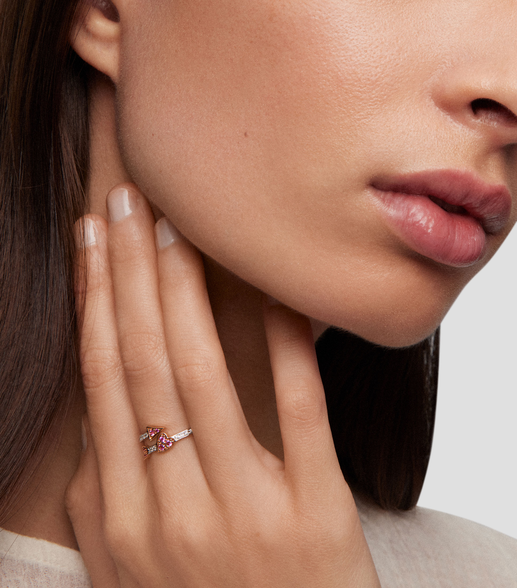 Anillo en Oro blanco de 18 Kilates Tú y Yo con diamantes y zafiros Mujer