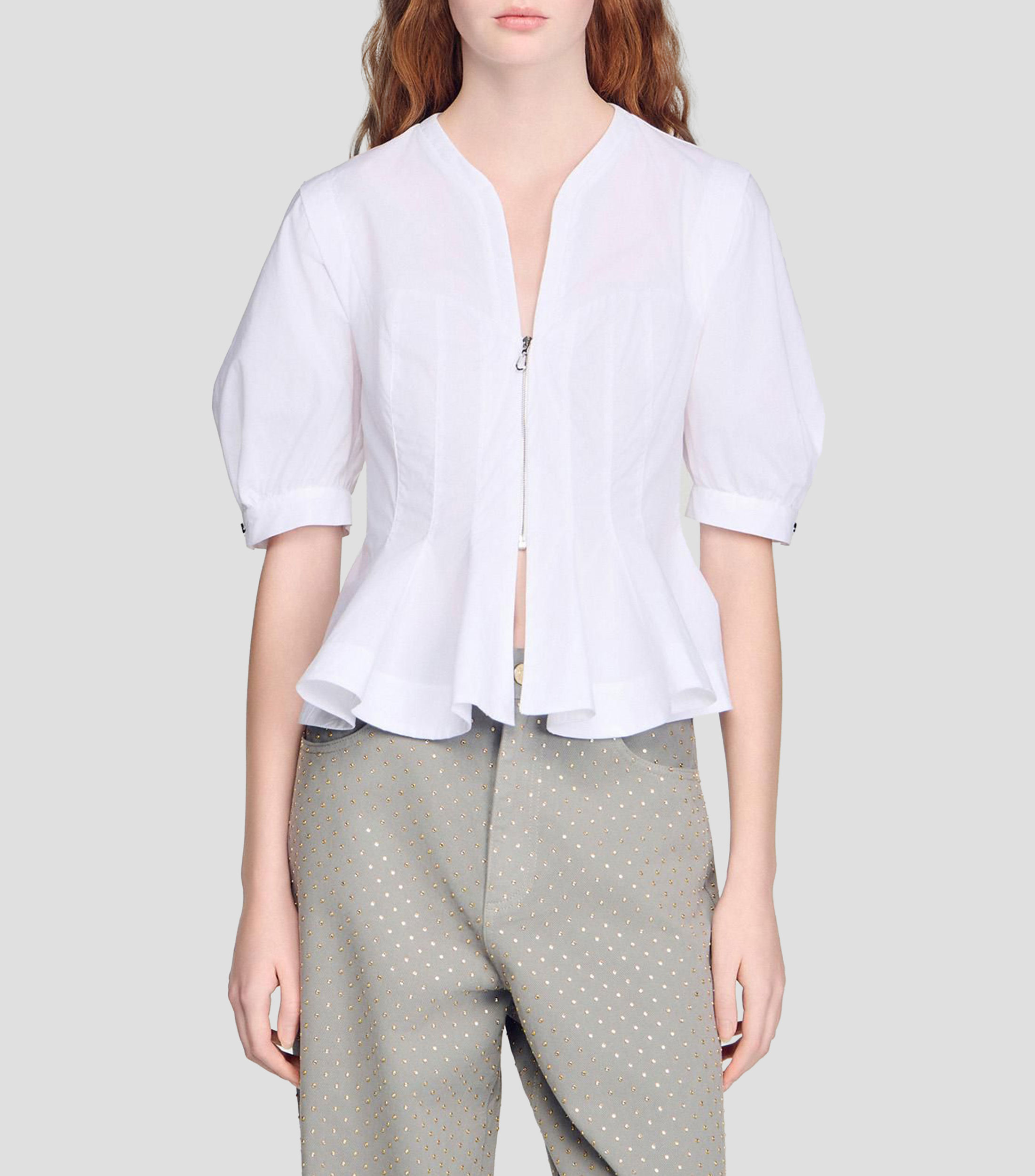 Blusa lisa manga corta Mujer