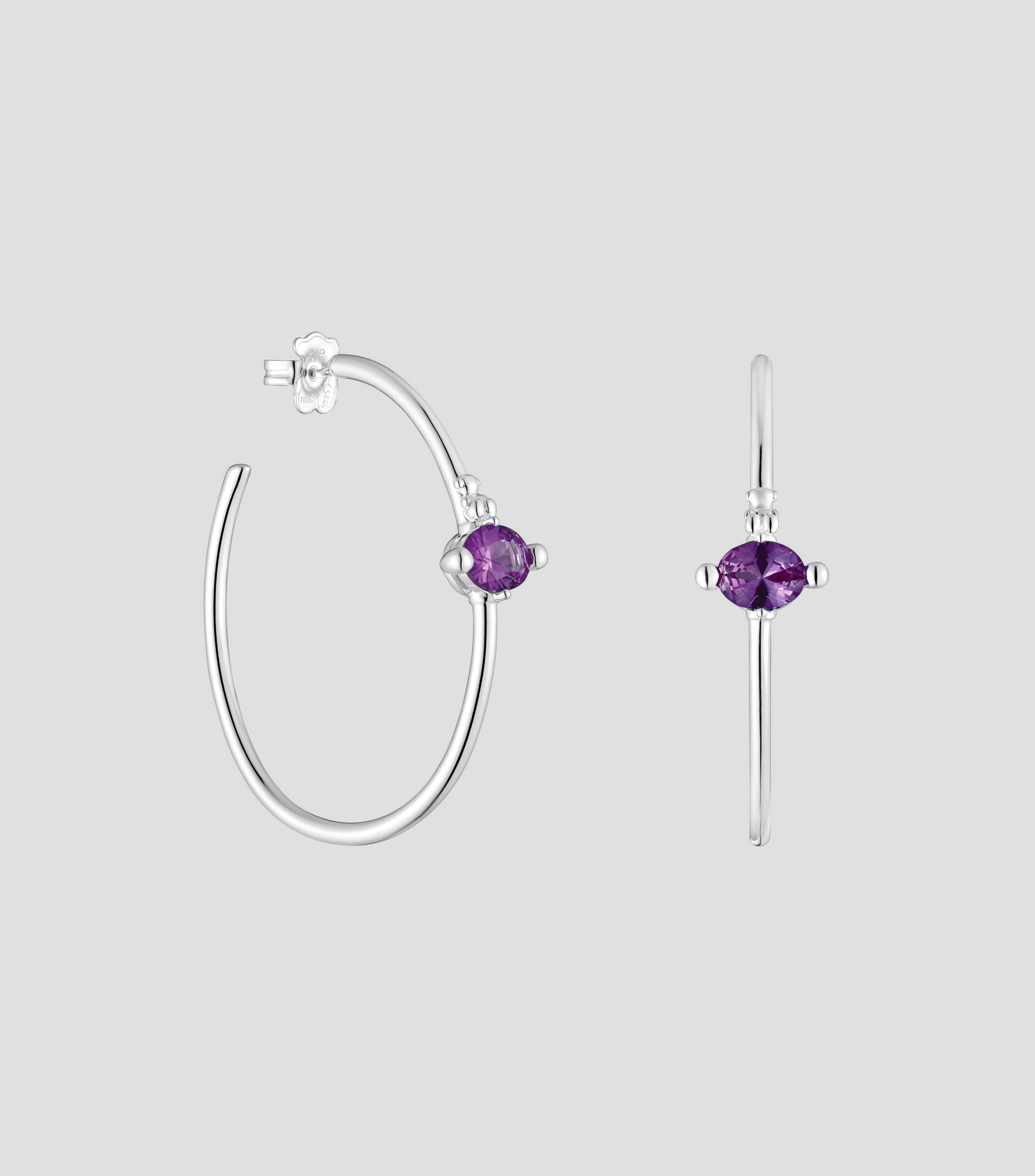 Aretes en plata .925 con Zafiro Sintético Color Lab Mujer