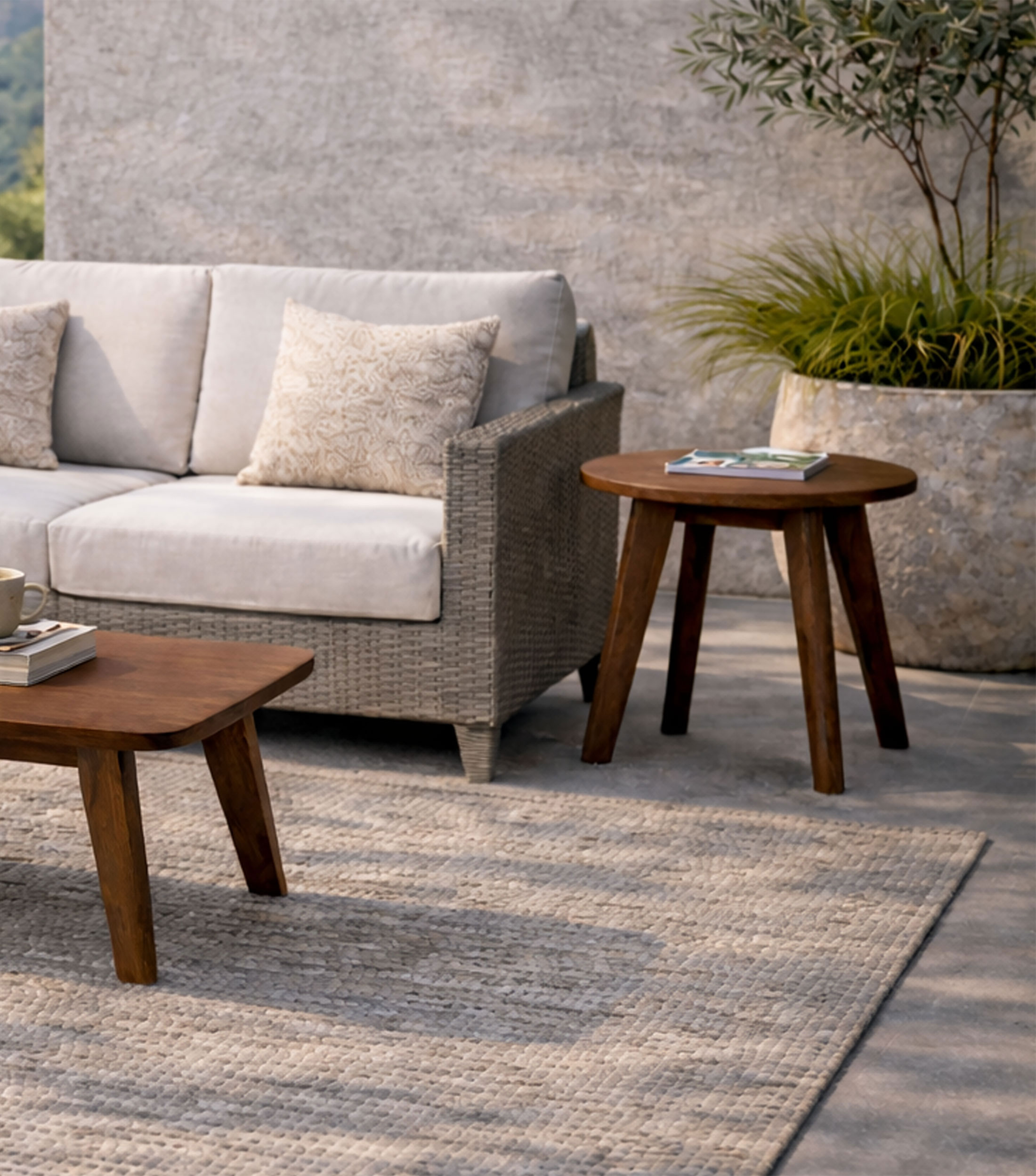 Mesa auxiliar Portbou en madera de teca