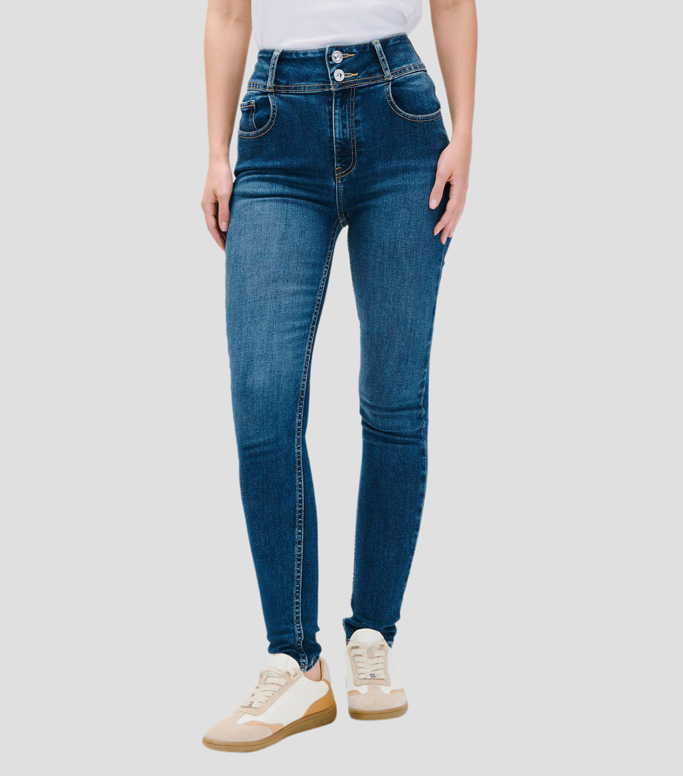 Jeans Skinny Tiro Alto Mujer