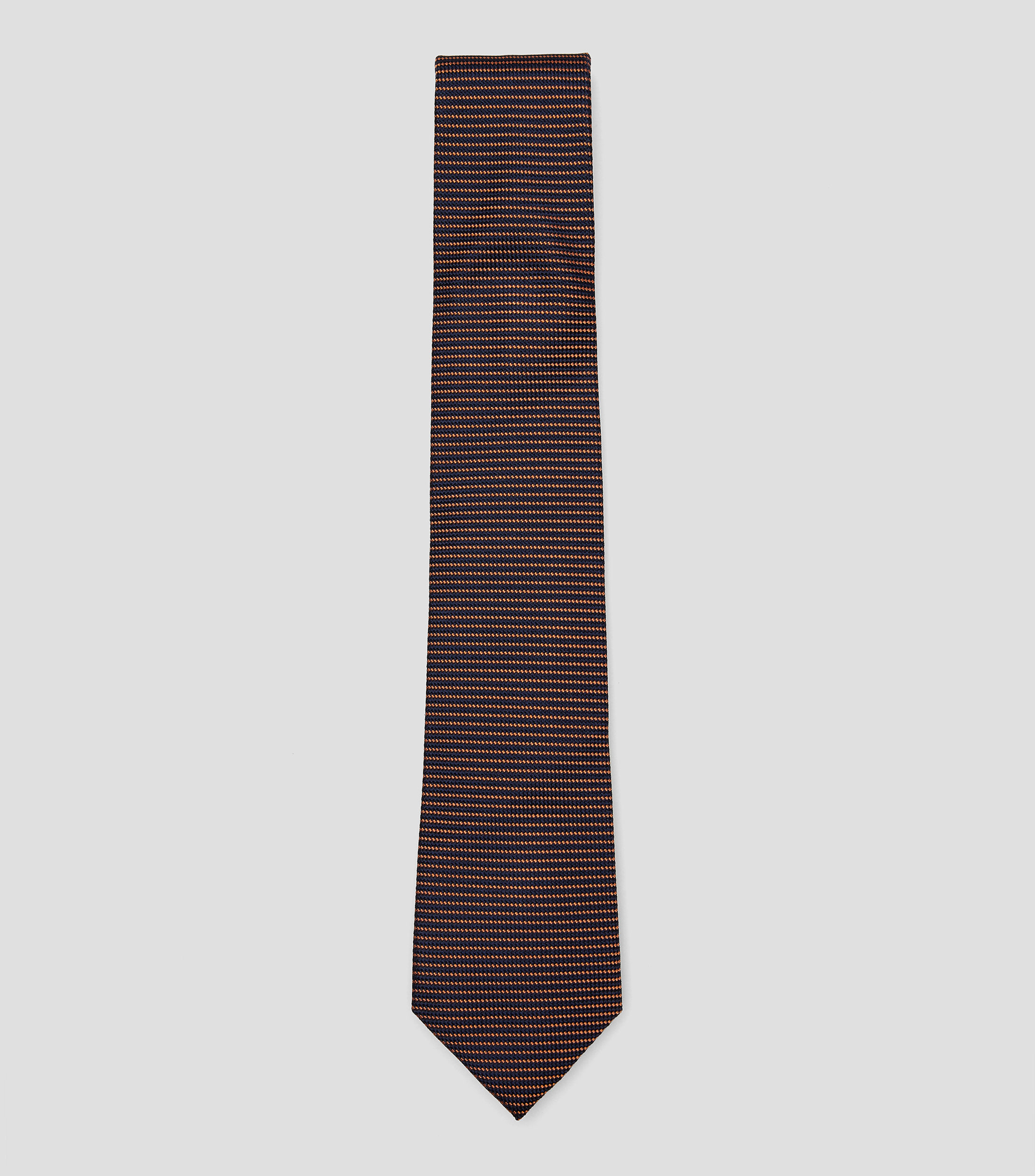 Corbata ancha en seda naranja con azul estampada Brera
