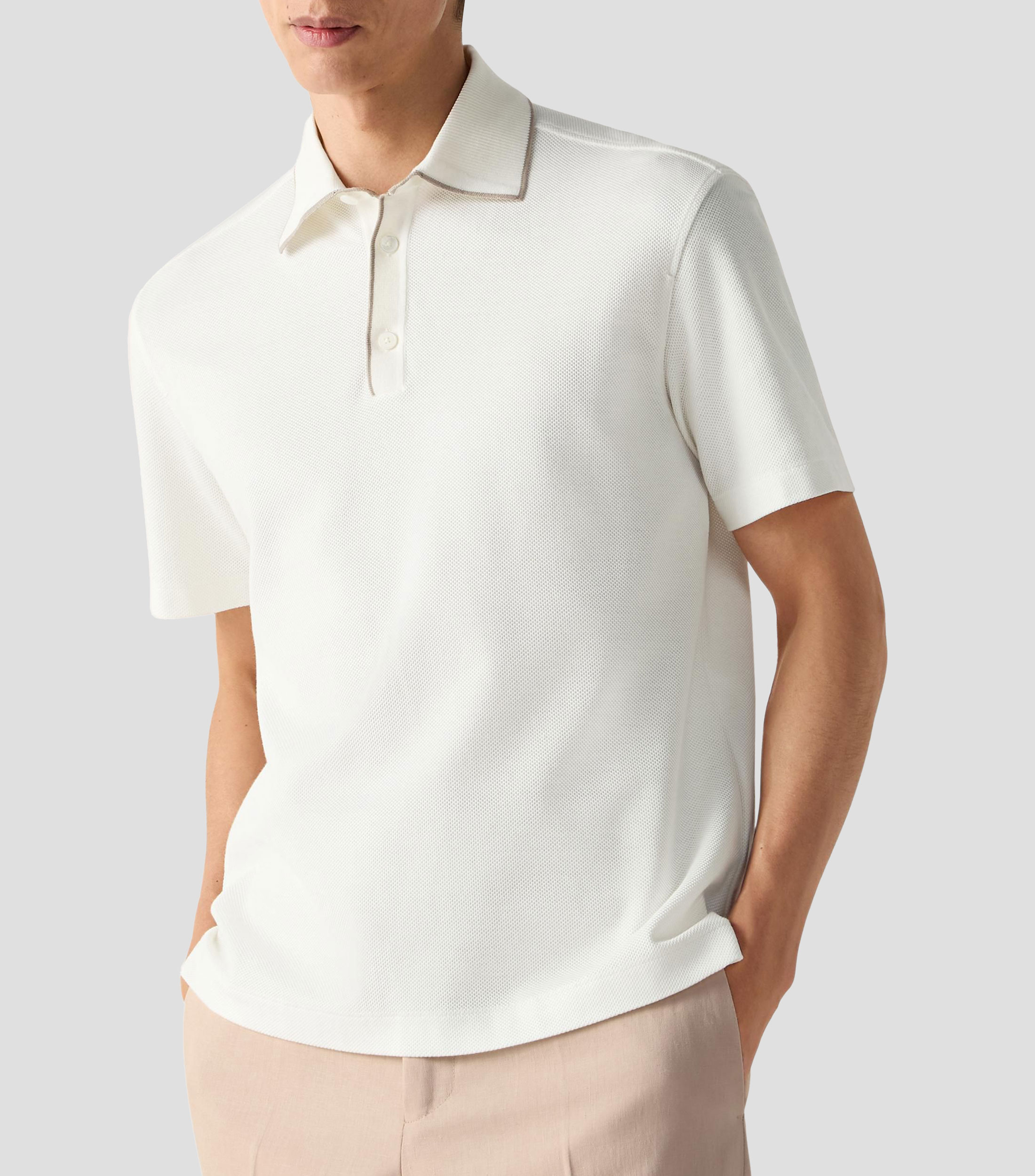 Playera tipo polo con manga corta lisa Hombre