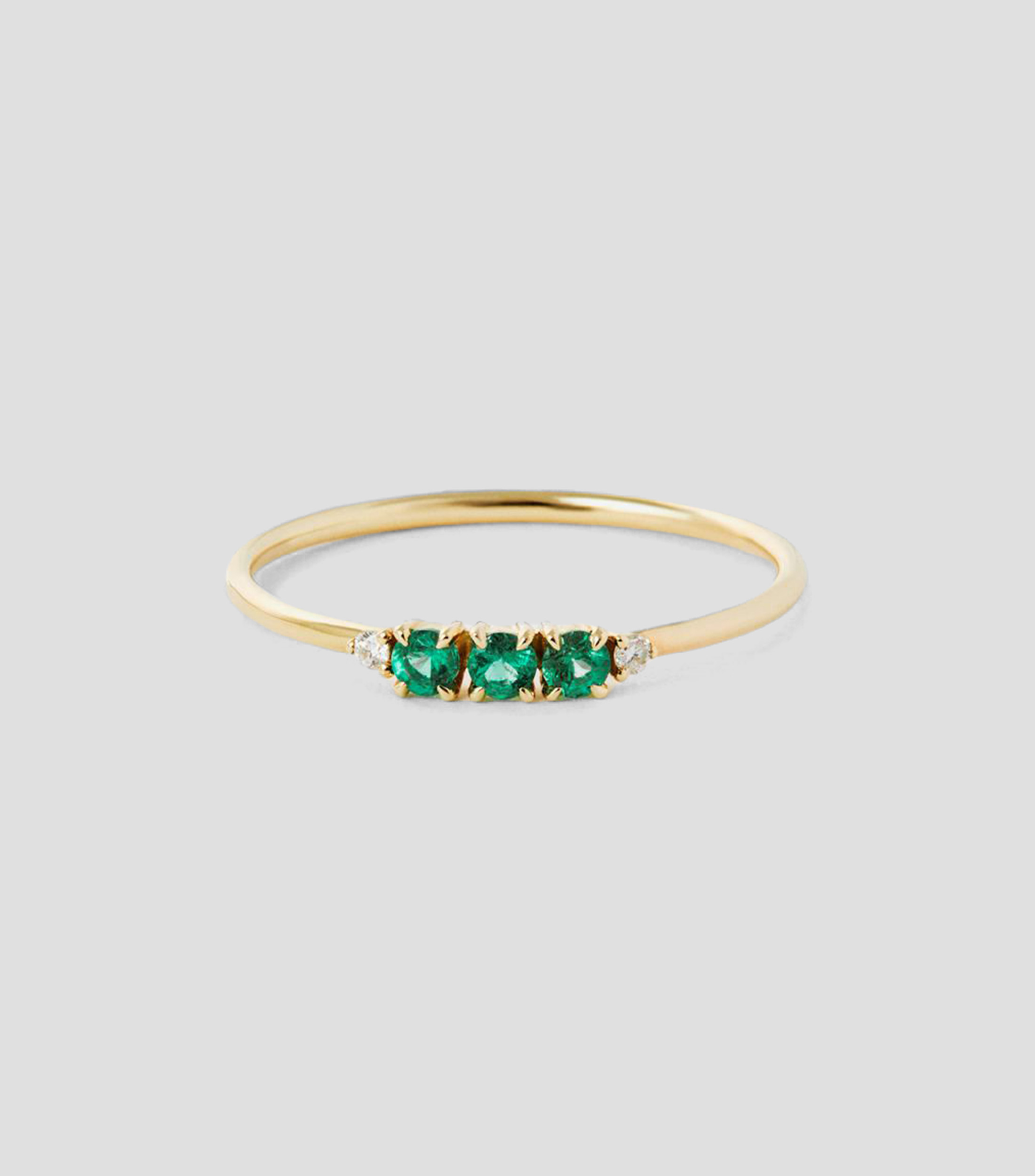 Anillo en Oro amarillo de 9 Kilates con Esmeraldas Mujer