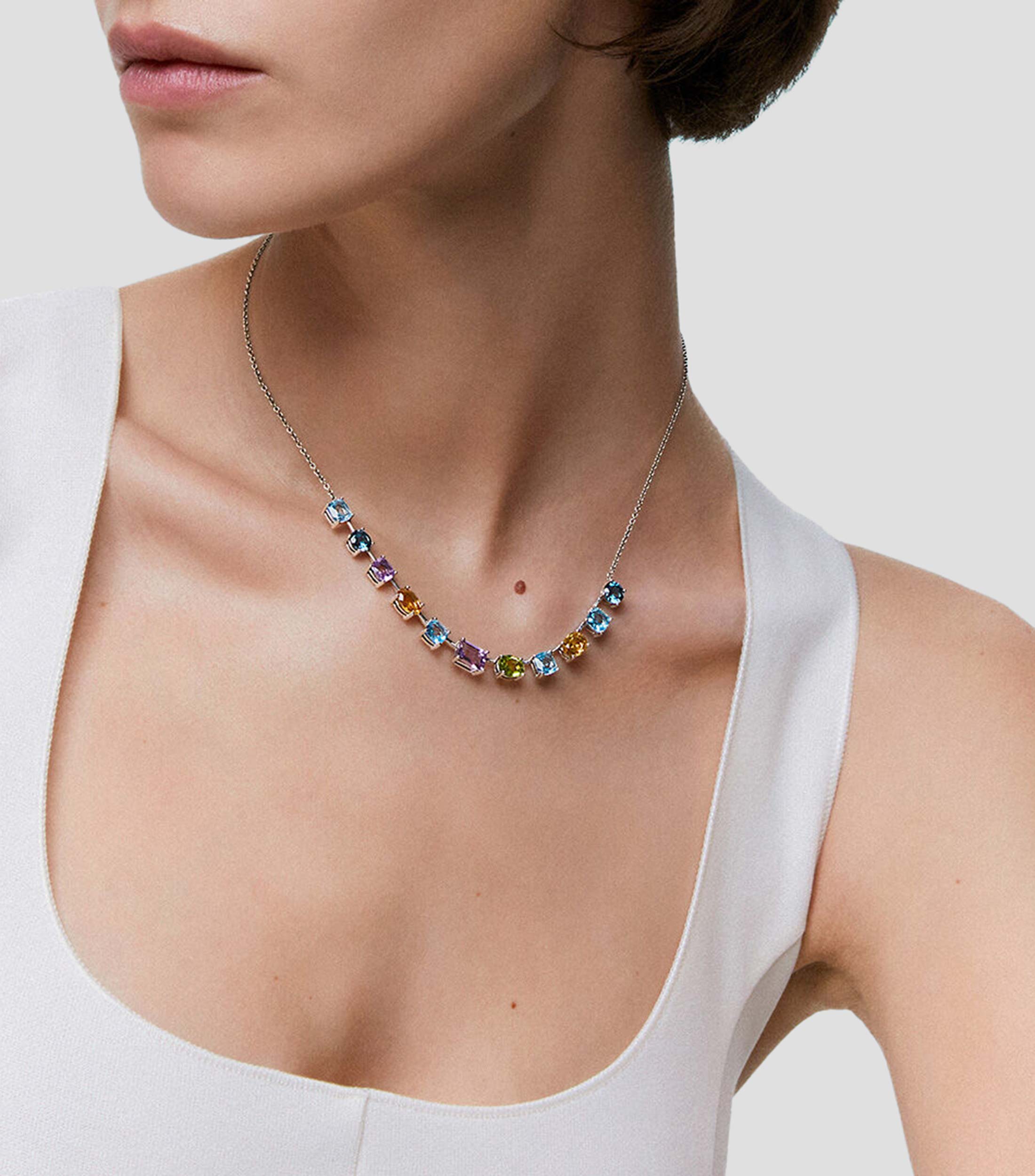 Colgante en plata con gemas Mujer