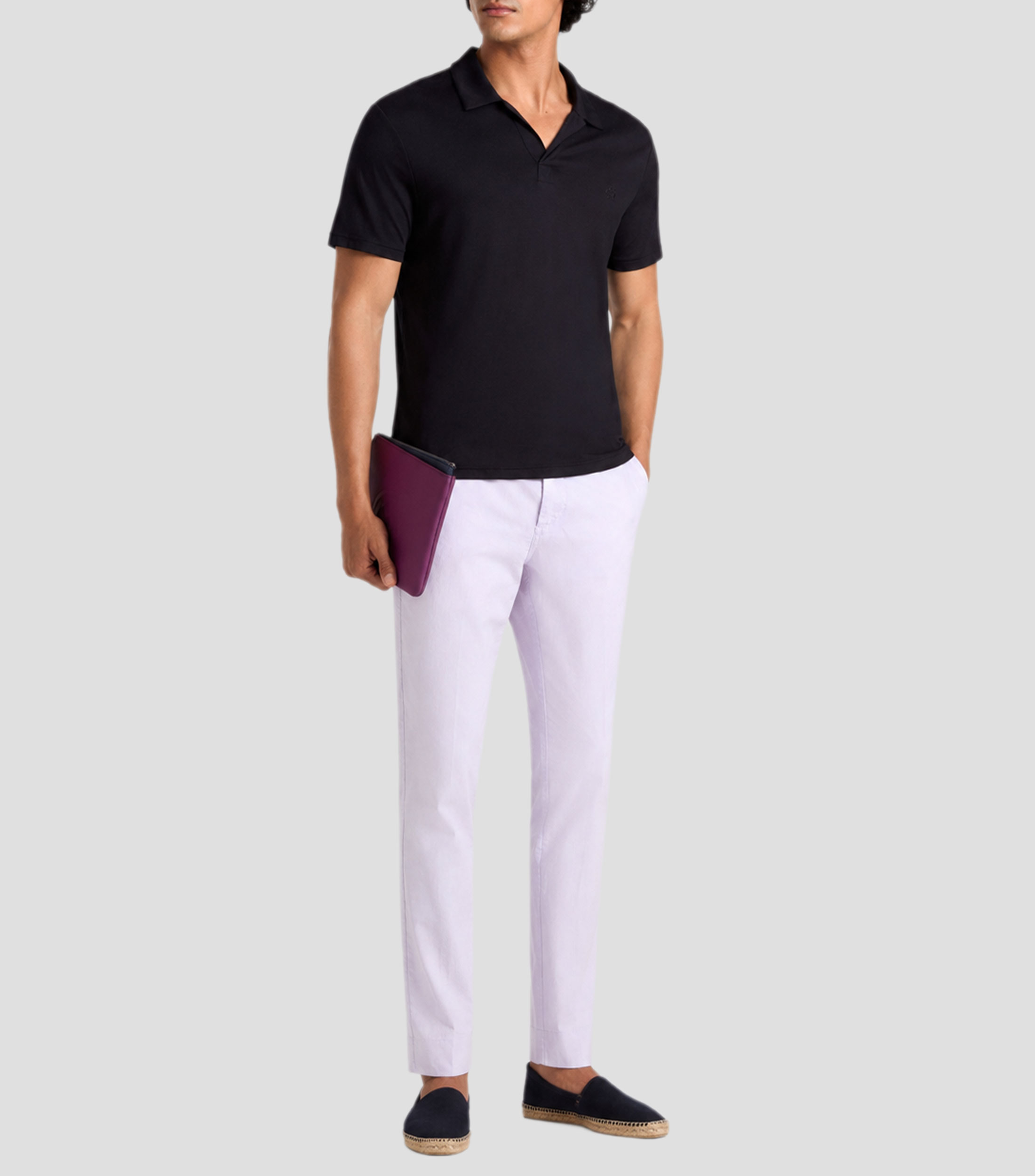 Playera tipo polo con manga corta lisa Hombre