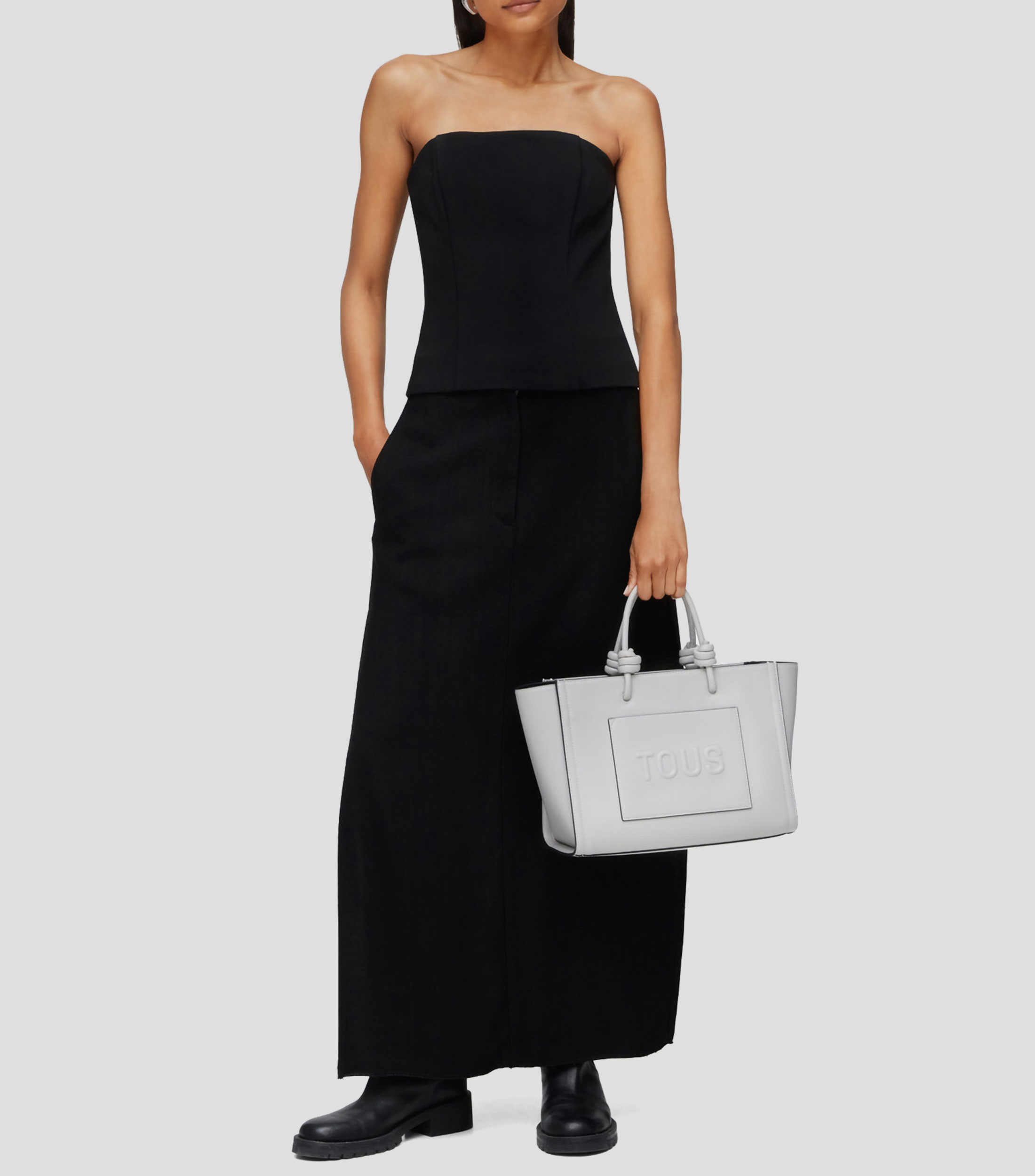 Bolso tote mediano Amaya gris claro La Rue New con logo Mujer