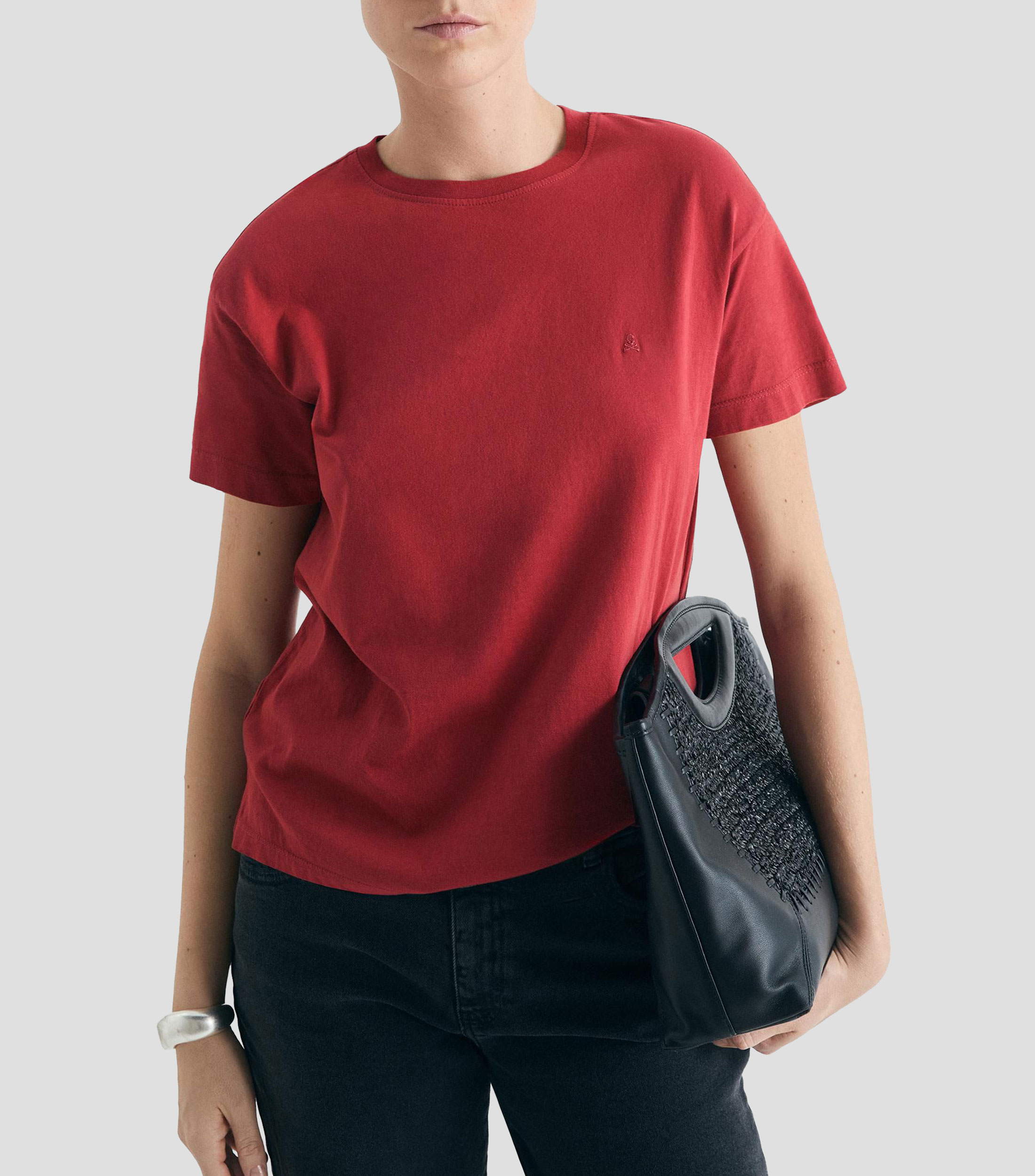 Playera cuello redondo manga corta lisa Mujer