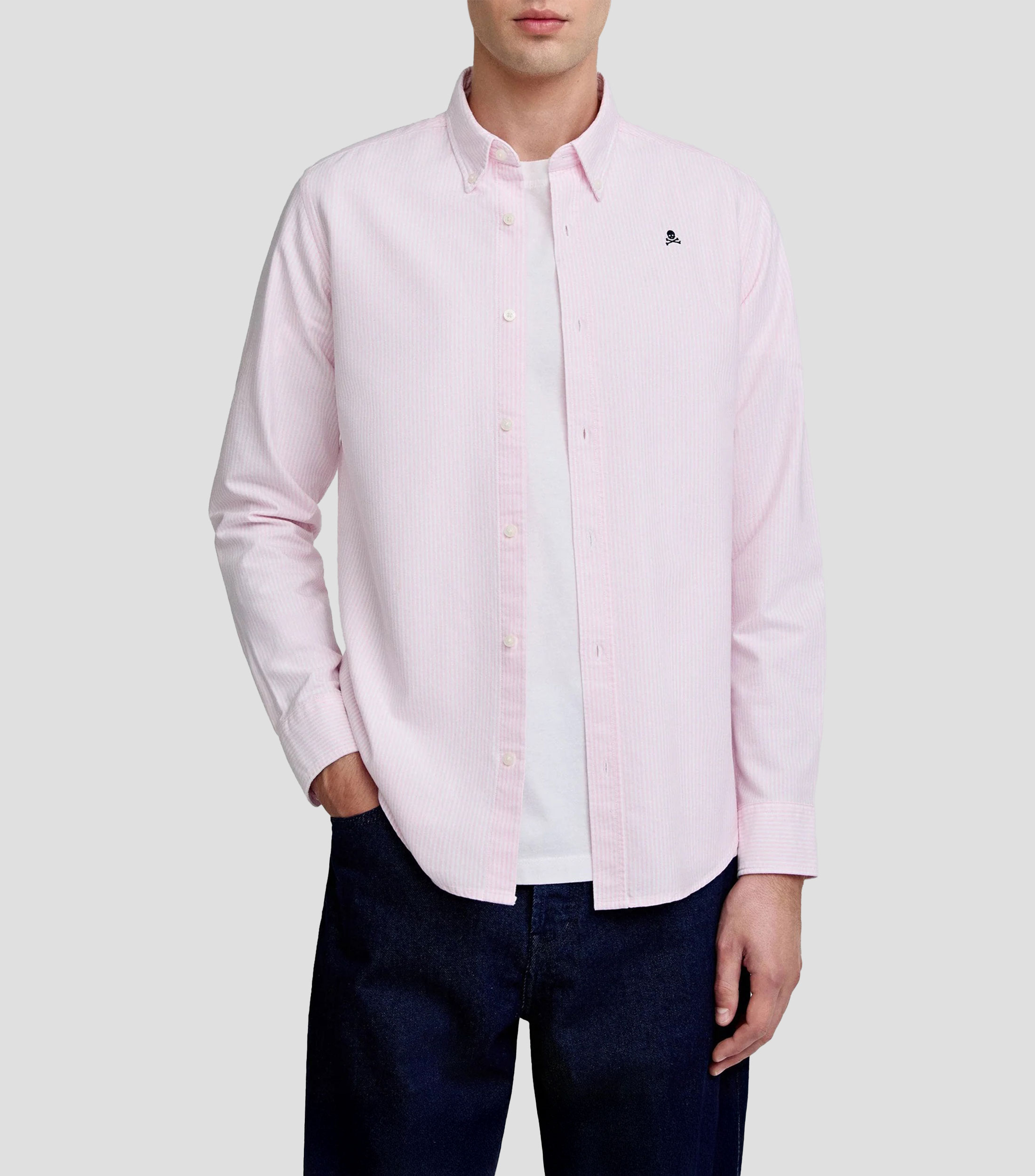 Camisa con rayas manga larga Hombre