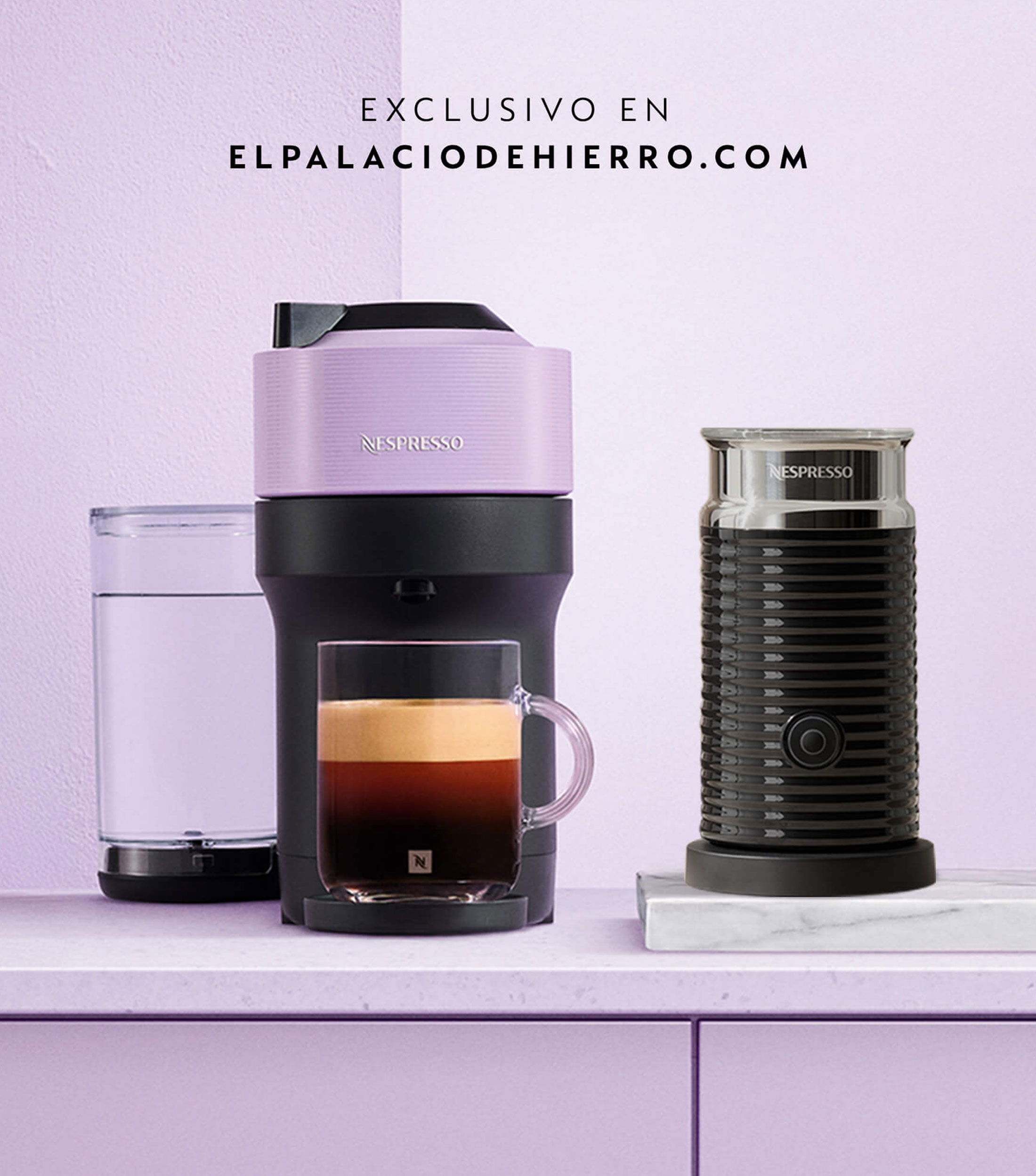 Combo Cafetera Nespresso Vertuo Pop Lilac Aeroccino 3