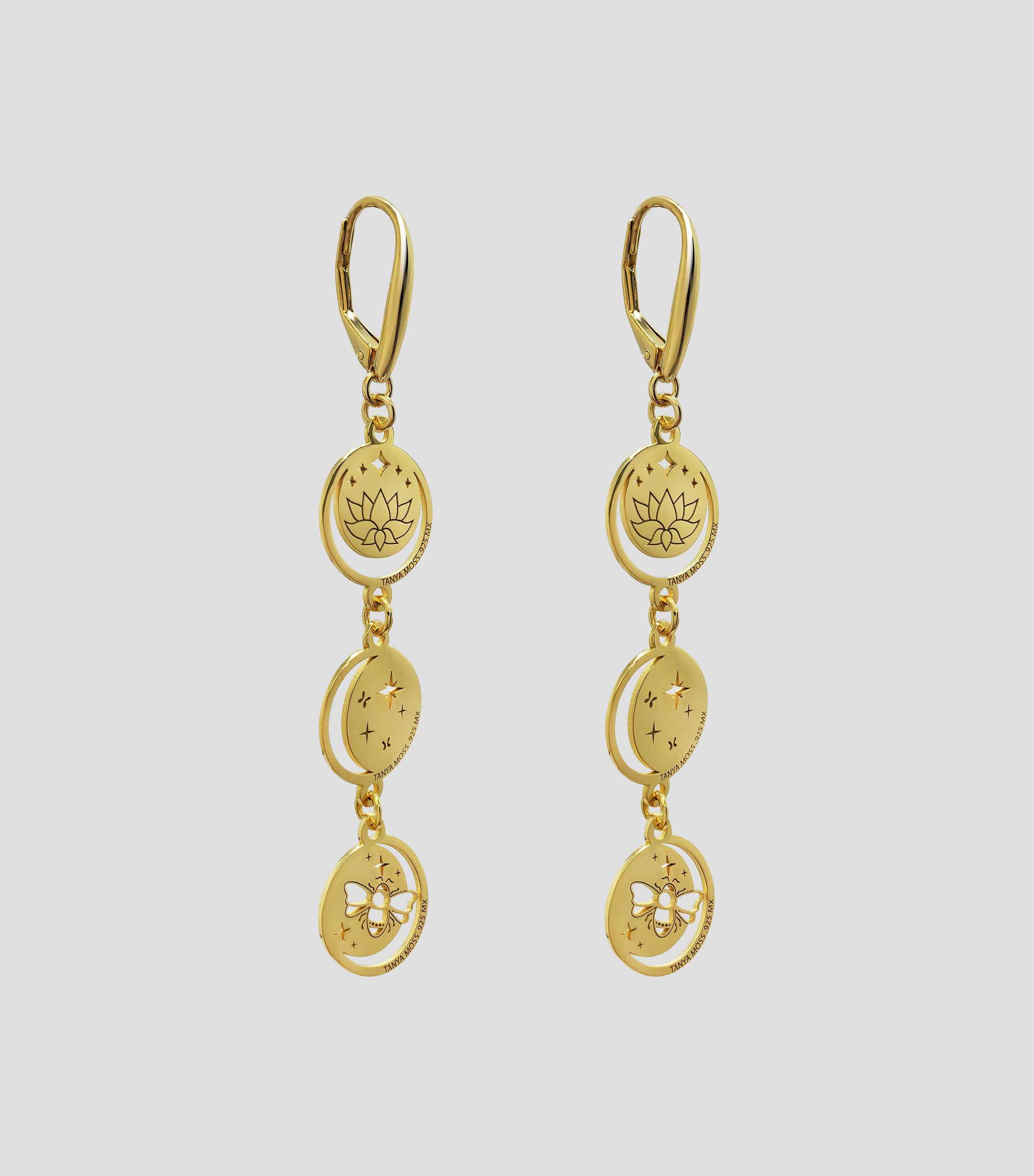 Aretes en plata .925 alargados Mujer