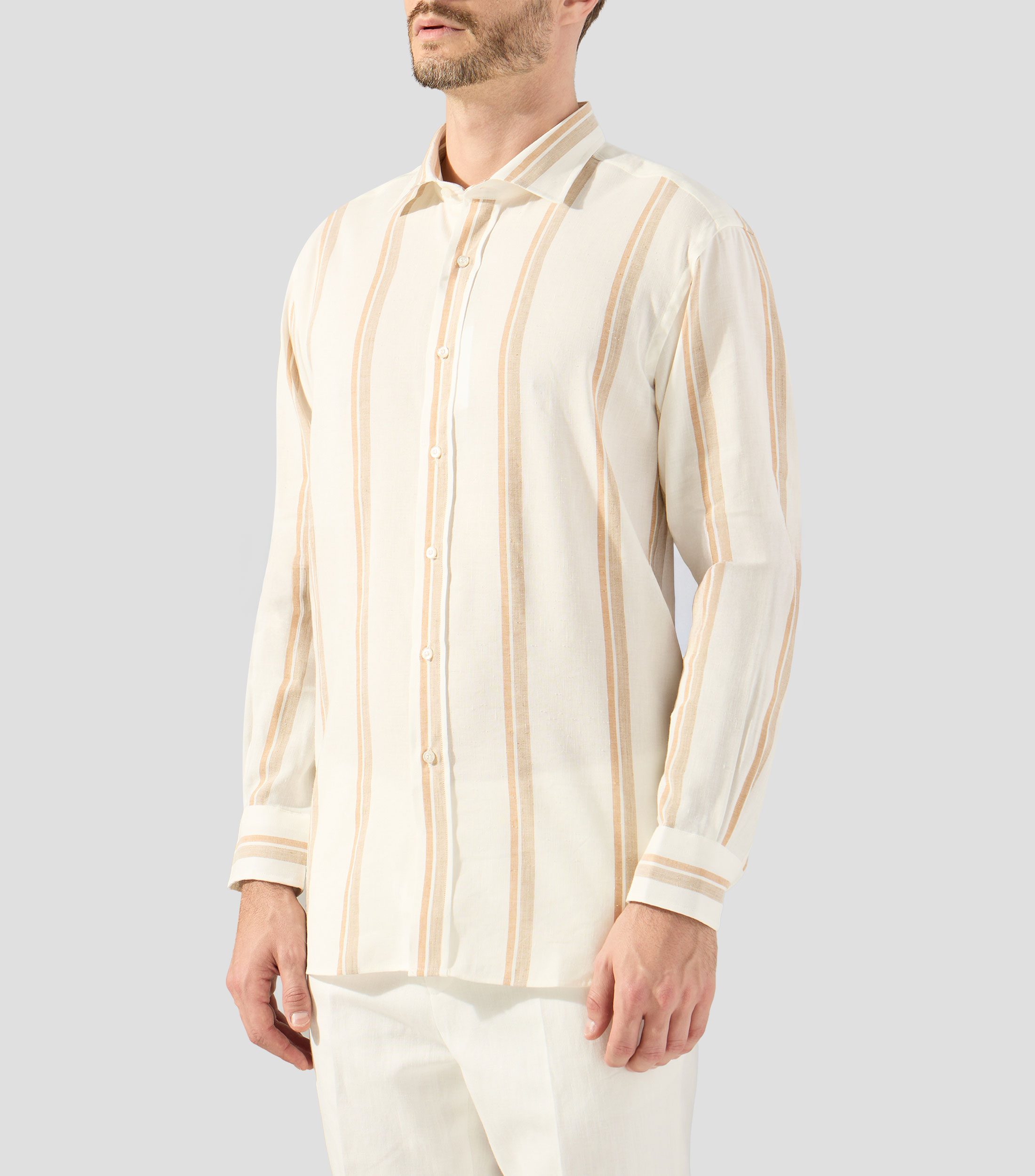 Camisa de rayas con manga larga Hombre
