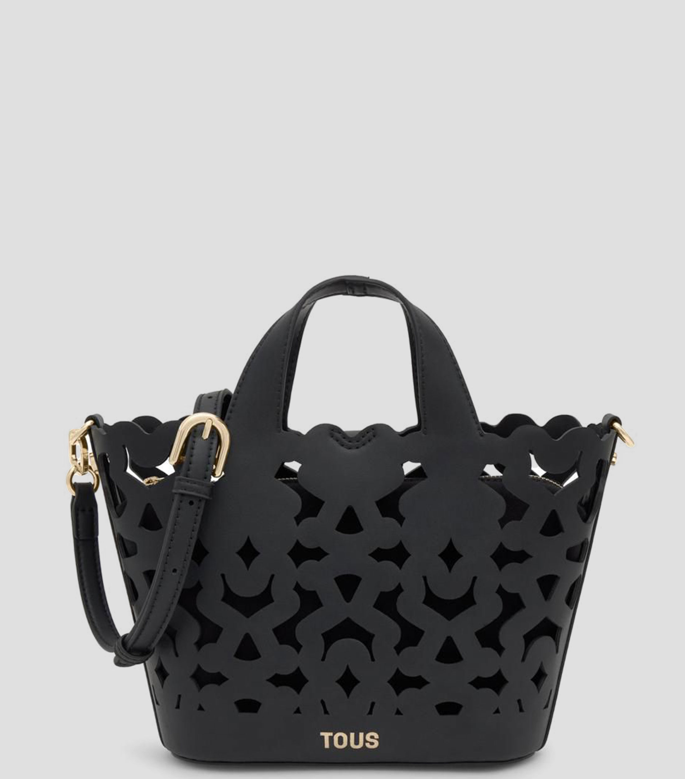 Bolsa crossbody negra en piel sintética Bear Shock lisa Mujer