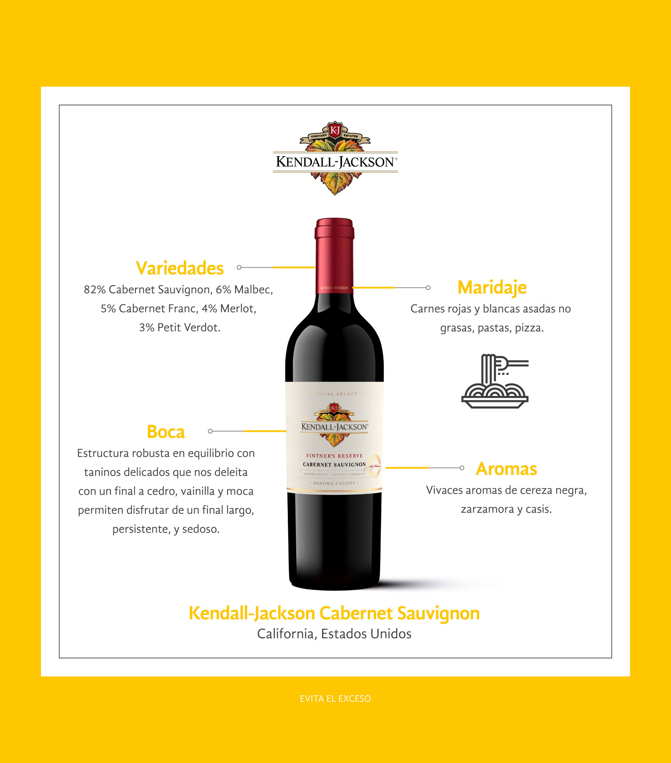 Vino tinto Cabernet Sauvignon Vintners Reserve Sonoma County, USA, 750 ml