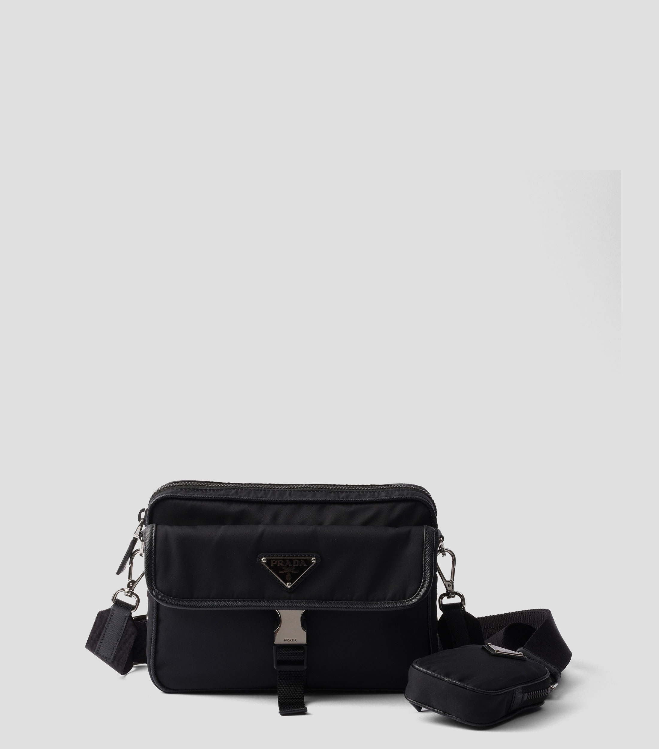 Bolso Crossbody Re-Nylon y Piel Saffiano Sólido Hombre